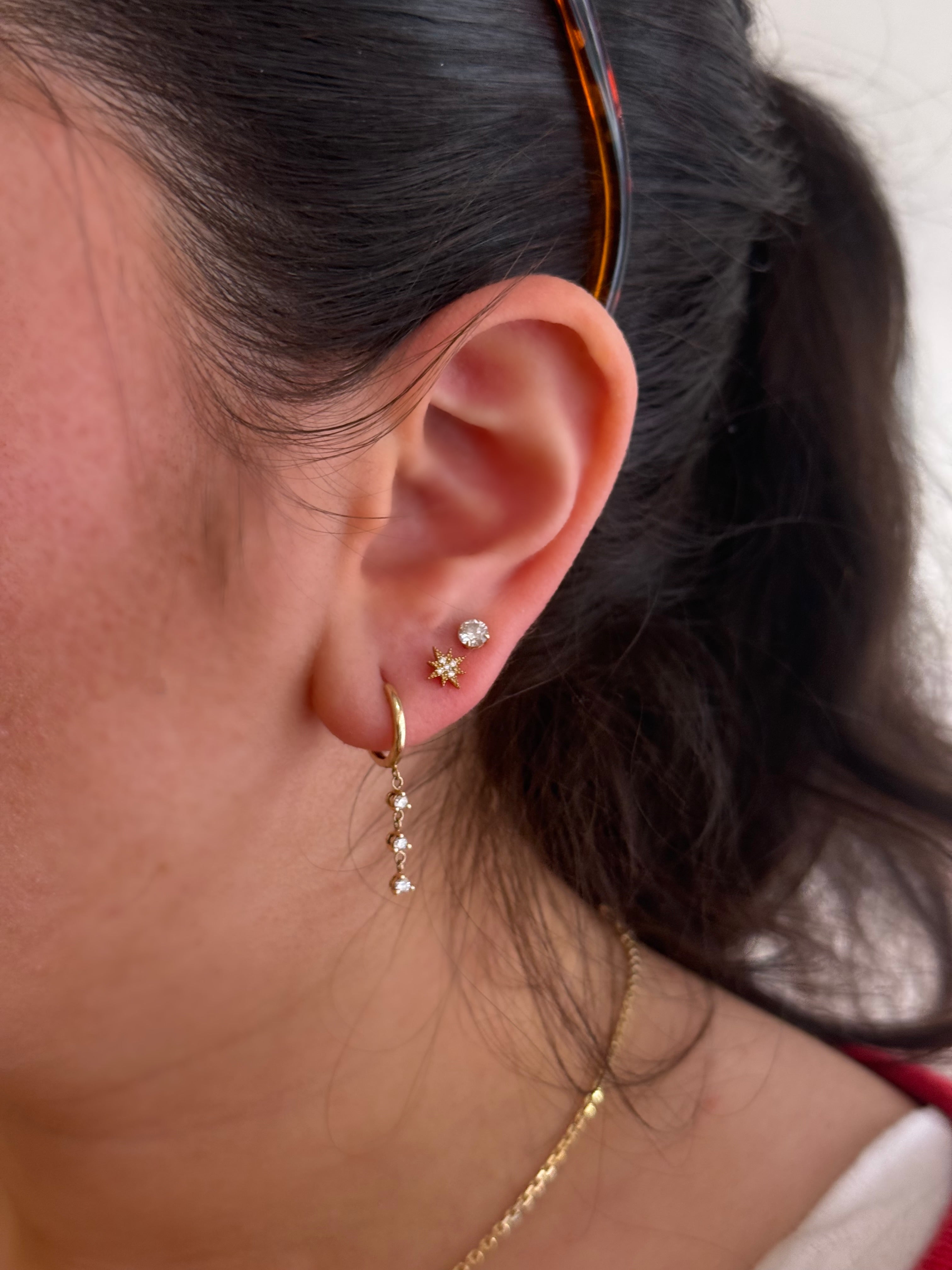 14K Gold Starburst Diamond Stud Earrings