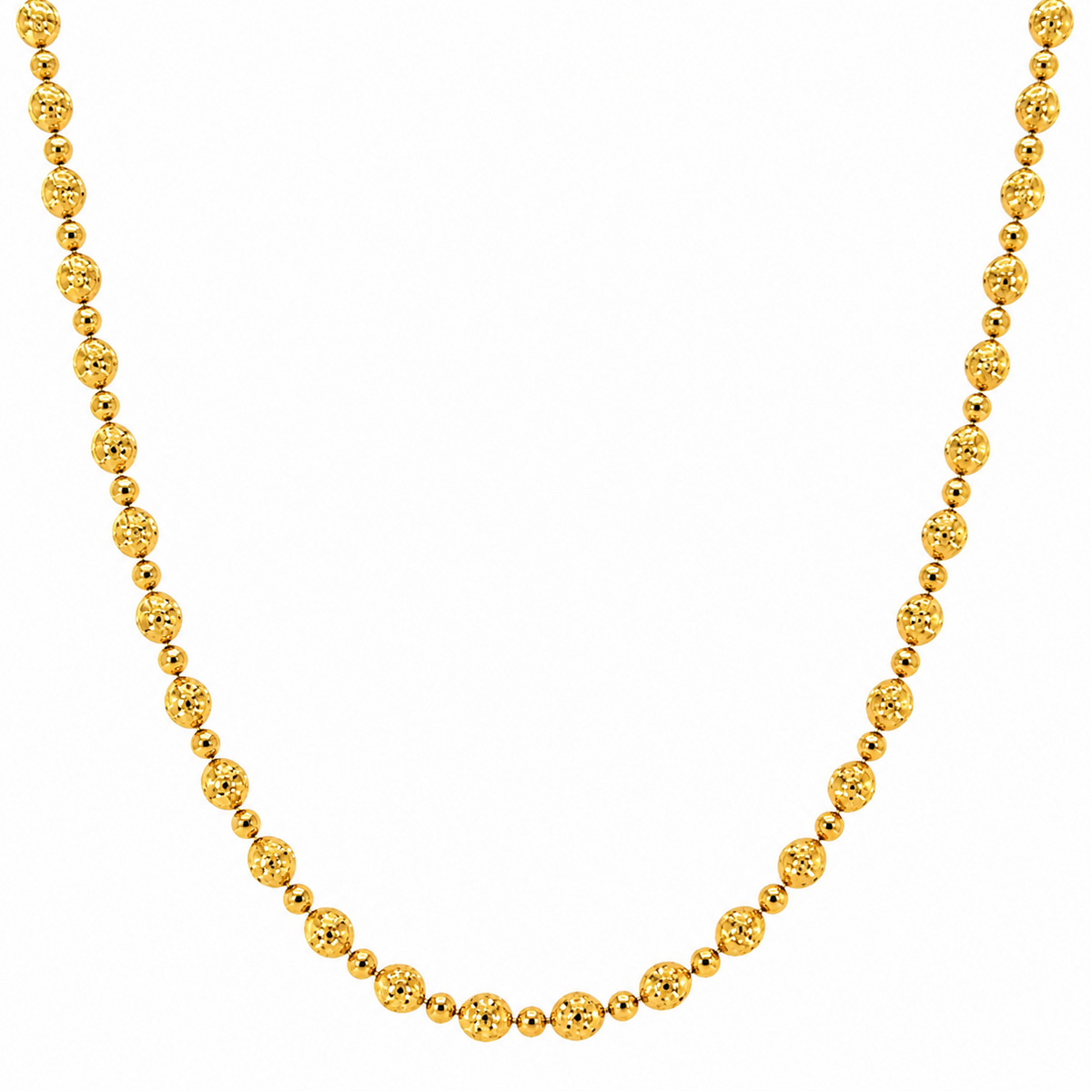 10K Gold Diamond Cut Bead Chain Necklace