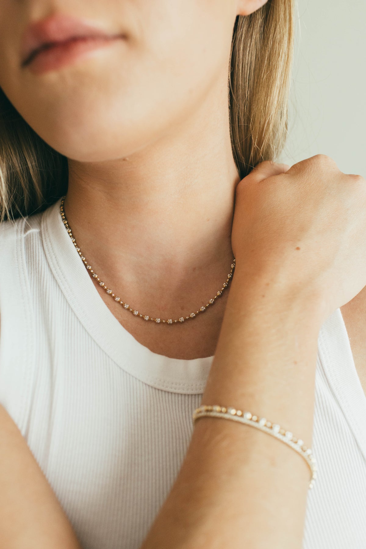 10K Gold Diamond Cut Bead Chain Necklace