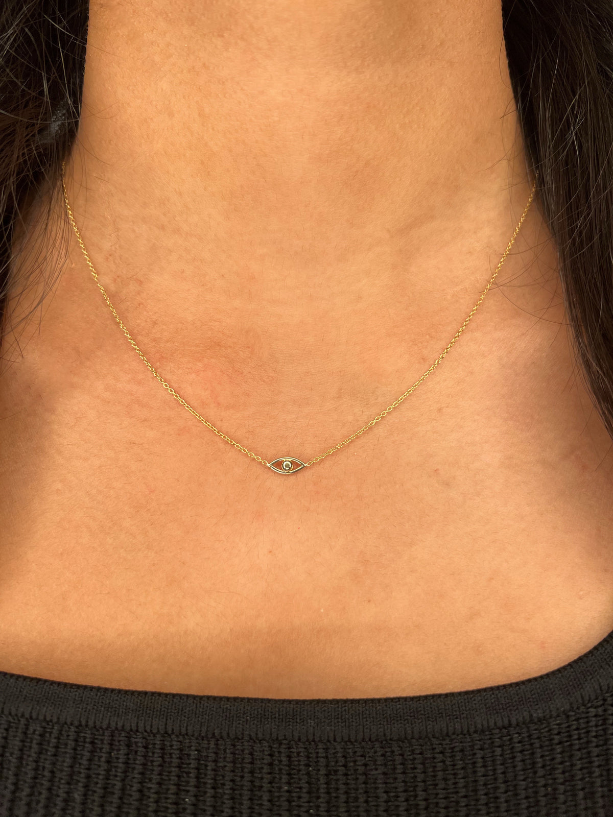 10K Gold Mini Evil Eye Necklace