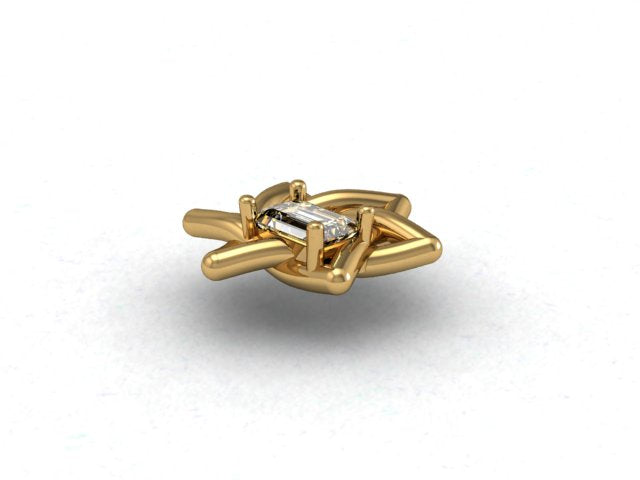 3D mockup image of a star of david pendant with a floating emerald cut diamond in the center.