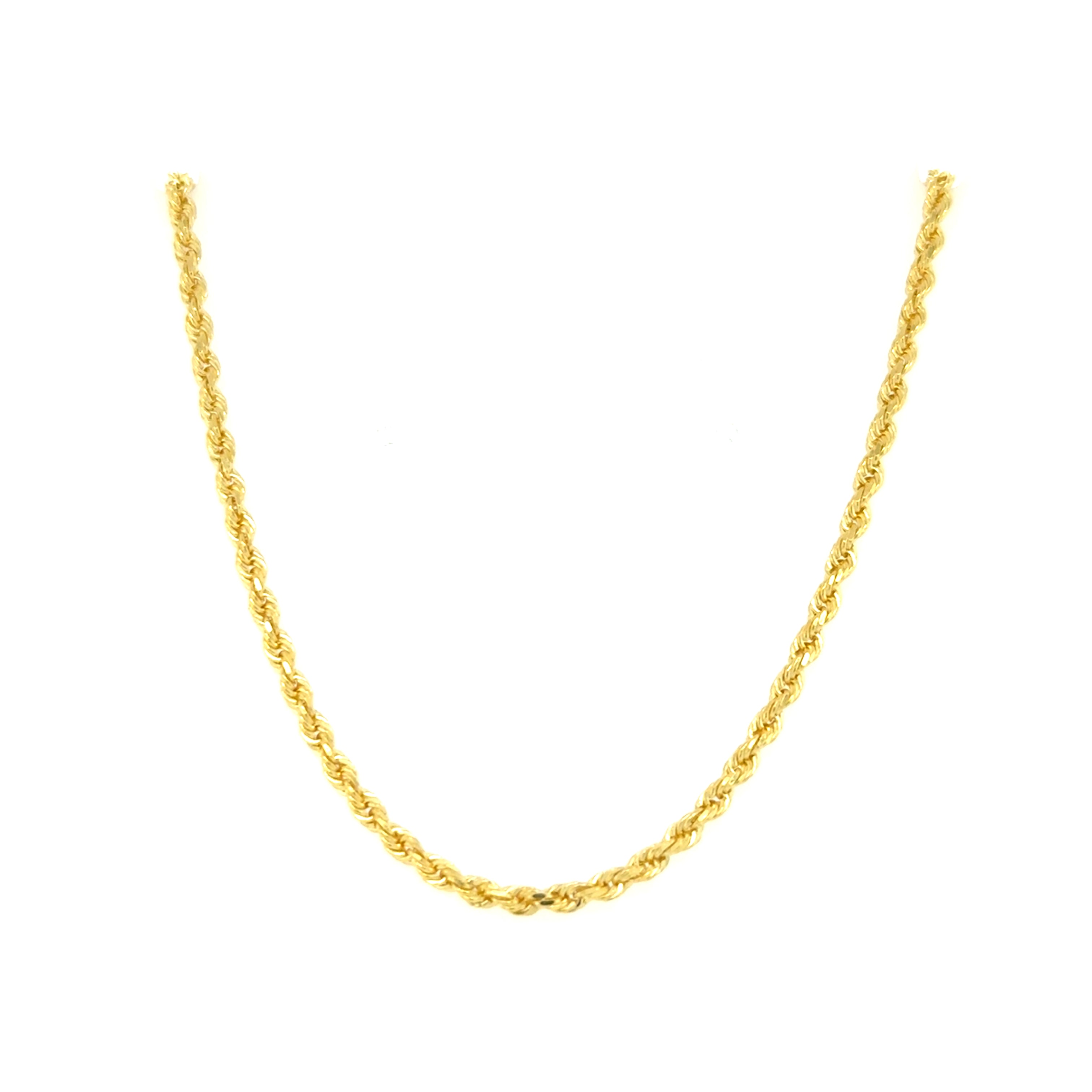 10K Gold Solid Diamond Cut Rope Chain - 2mm
