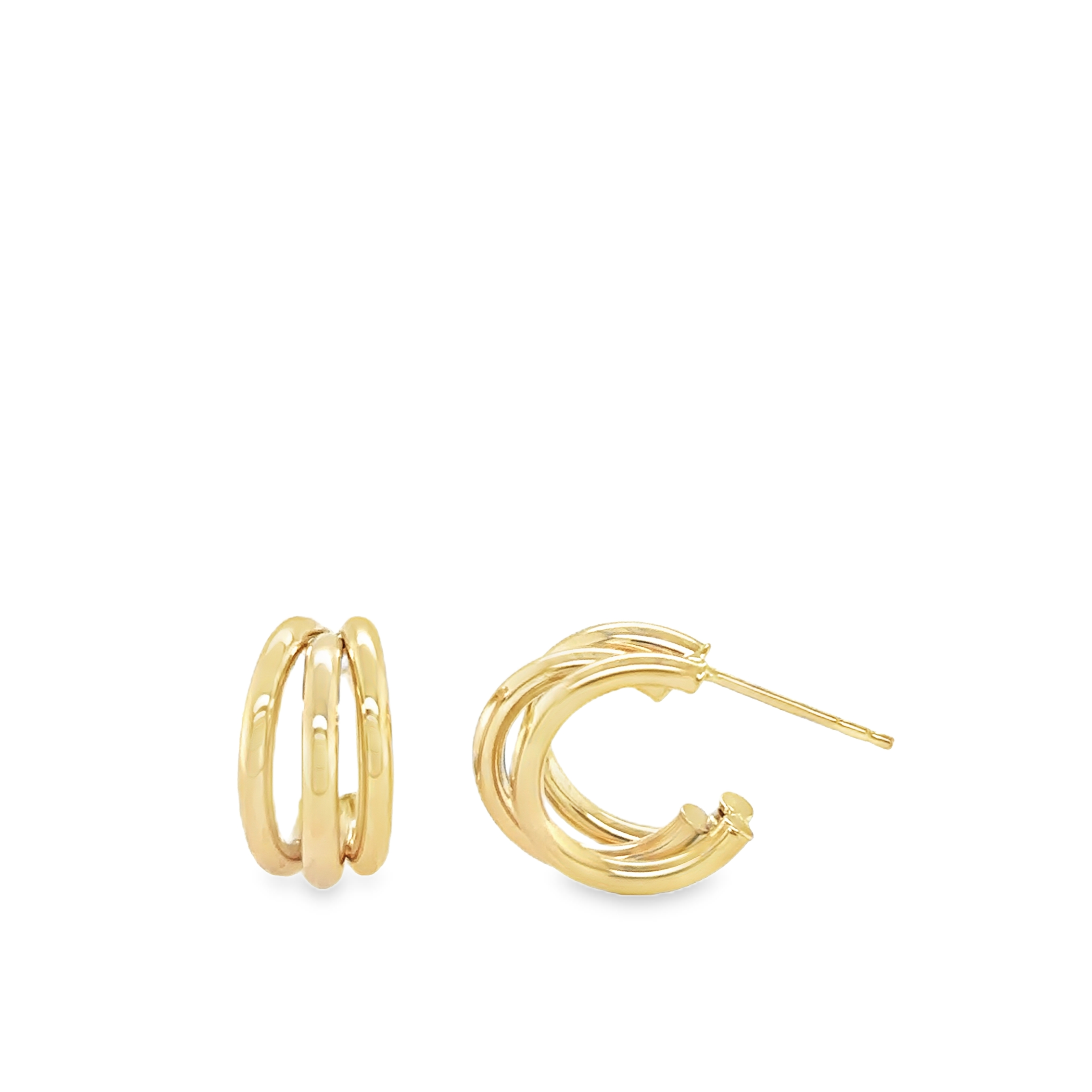 10K Gold Three Row Huggie Hoop