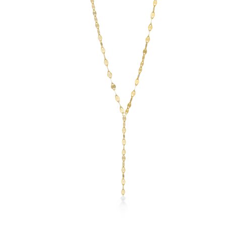 10K Yellow Gold Mirror Lariat Necklace