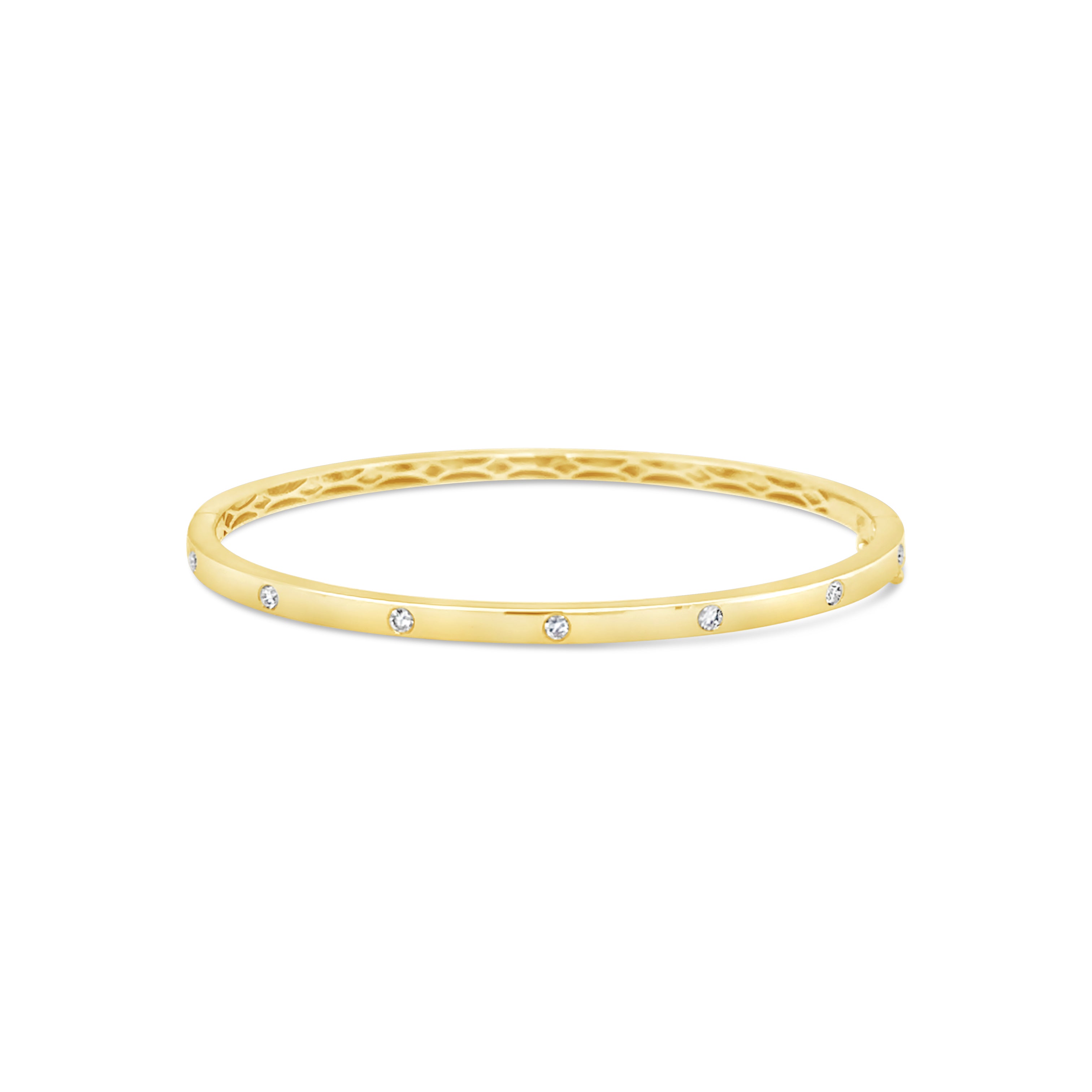 14 Karat Gold Diamond Inlay Bangle - Jessica Jewellery
