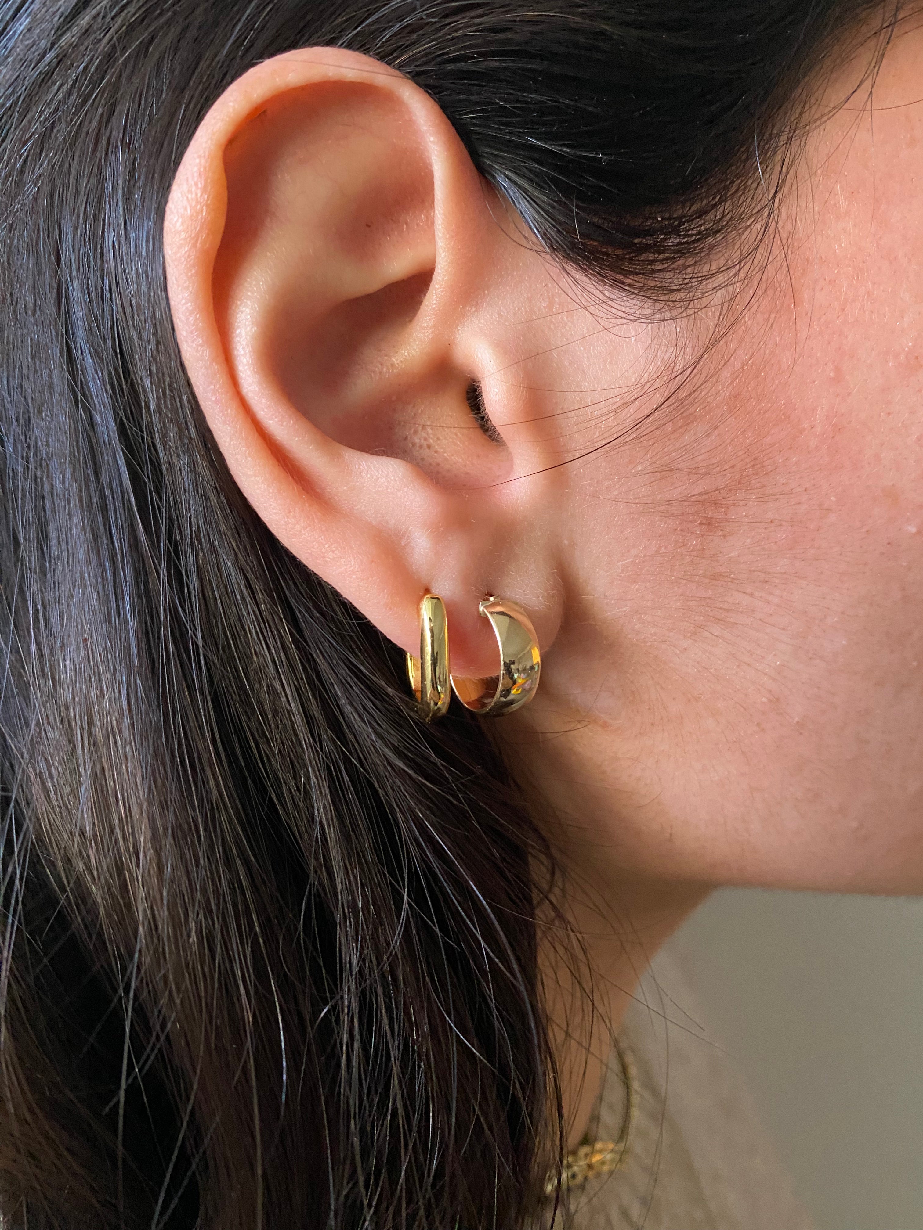 14 Karat Gold Flat Wide Hoops