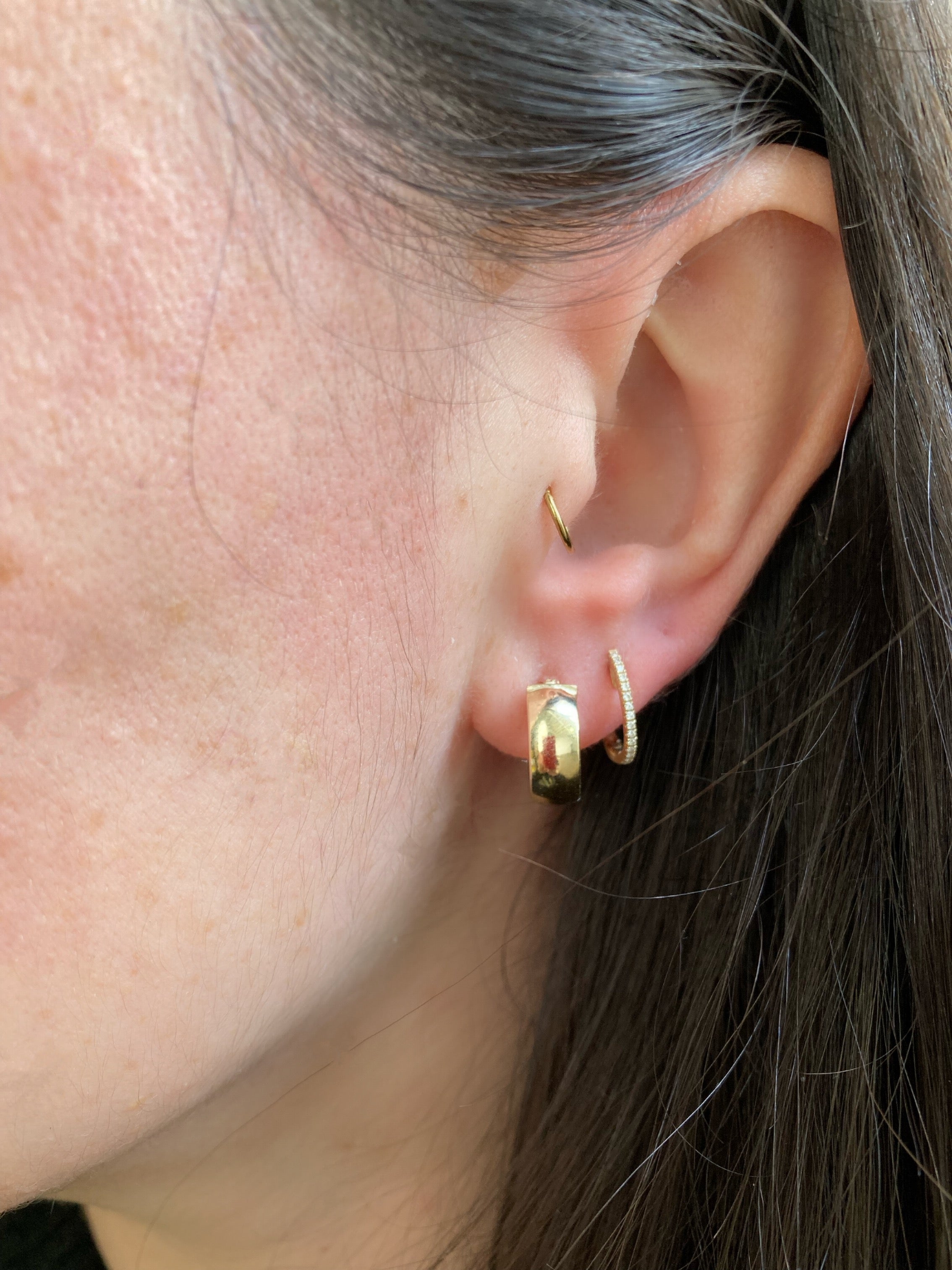 14 Karat Gold Flat Wide Hoops