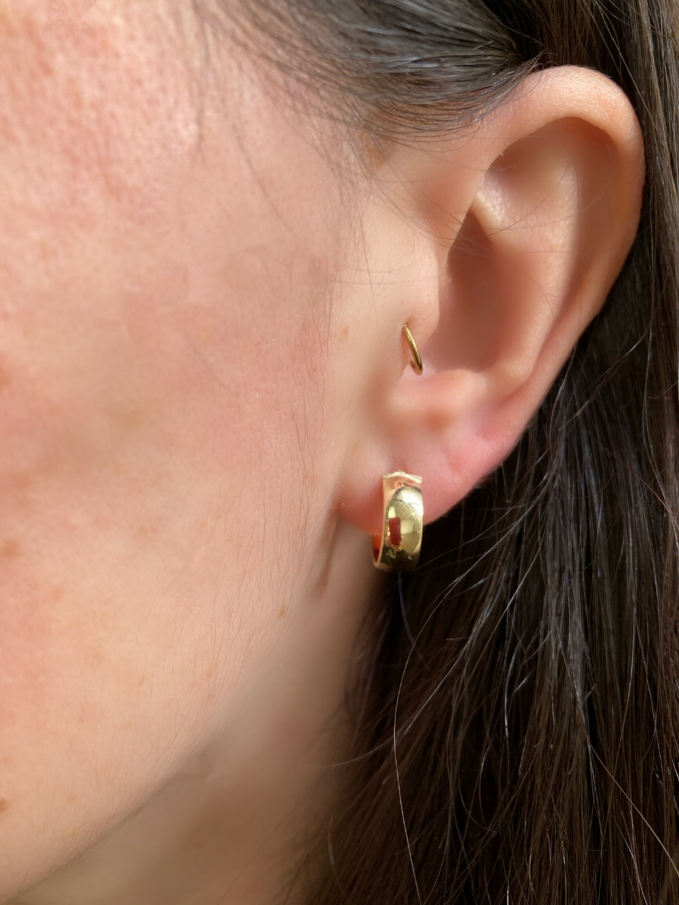 14 Karat Gold Flat Wide Hoops