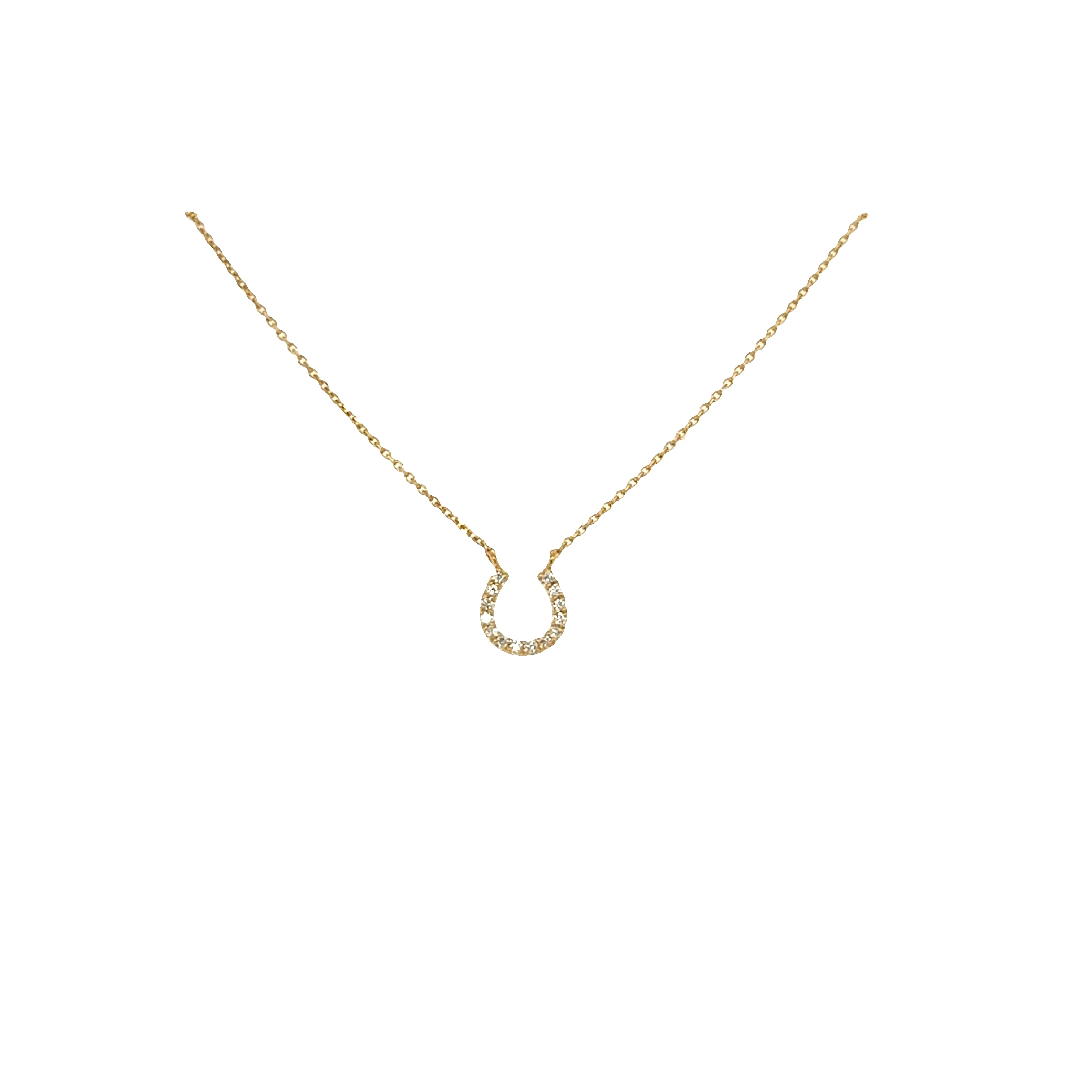 14K Gold Diamond Horseshoe Necklace