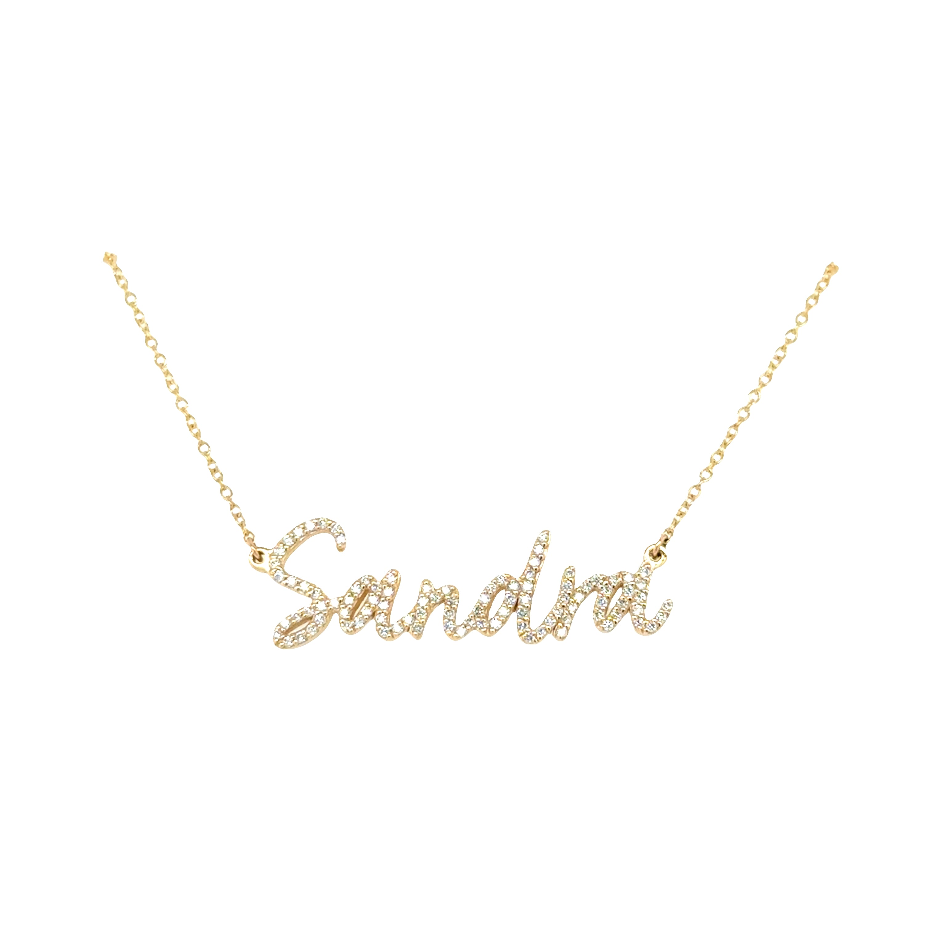 14K Gold Diamond Name Necklace