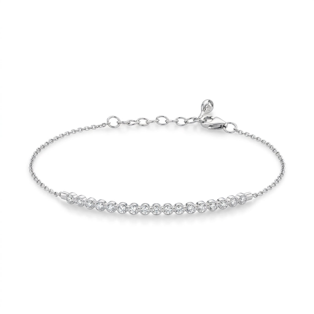 14K Gold Natural Diamond Half-Way Tennis Bracelet