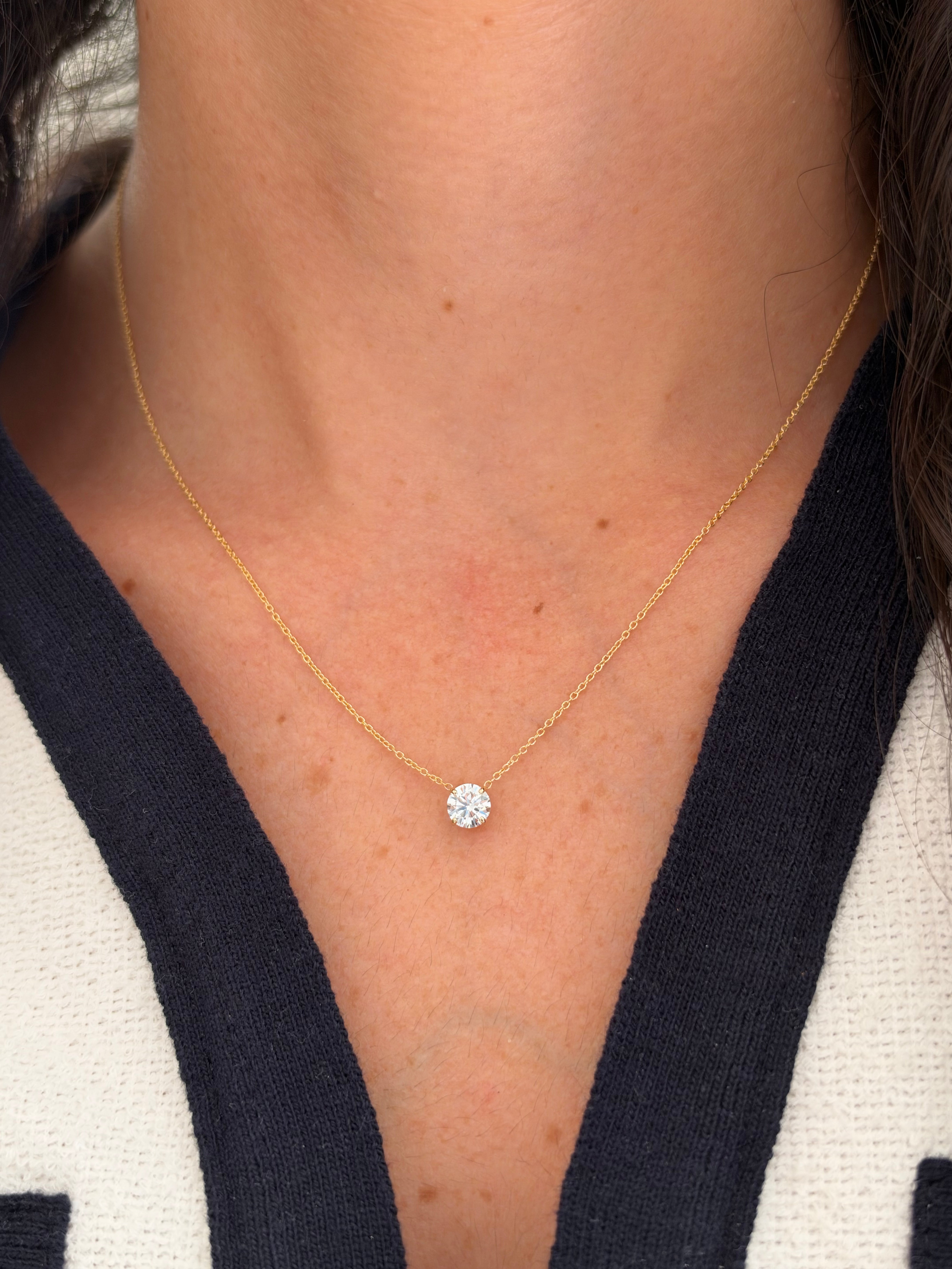14K Lab-Grown Floating Diamond Solitaire Necklace