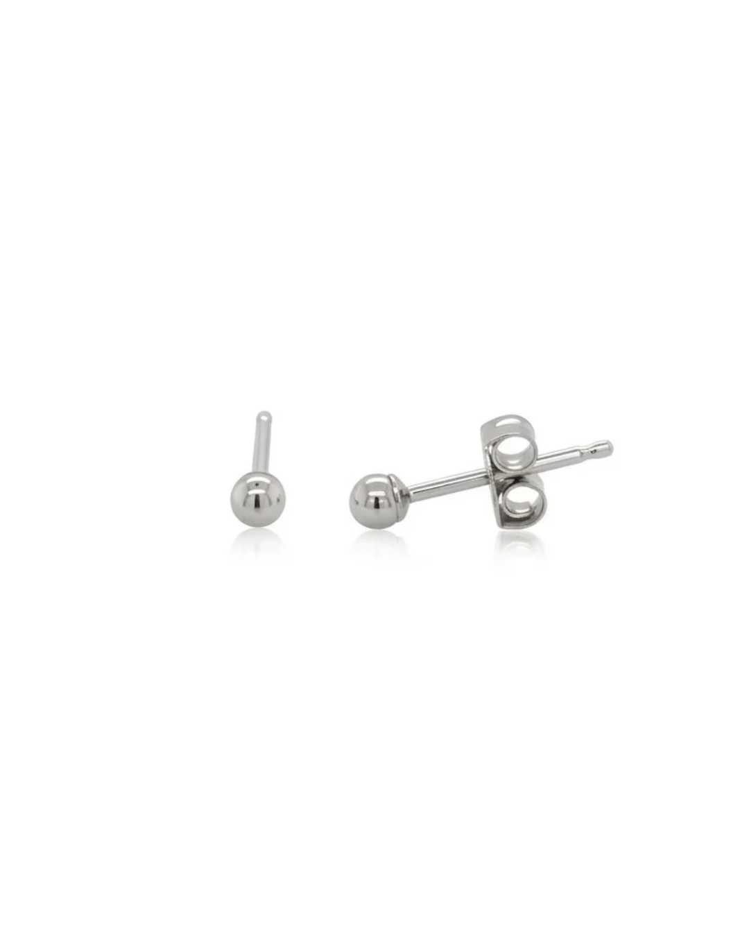 14K White Gold Mini Ball Stud - Regular Backing