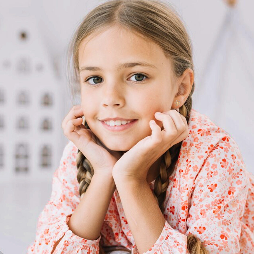 14K Gold Open Flower Studs