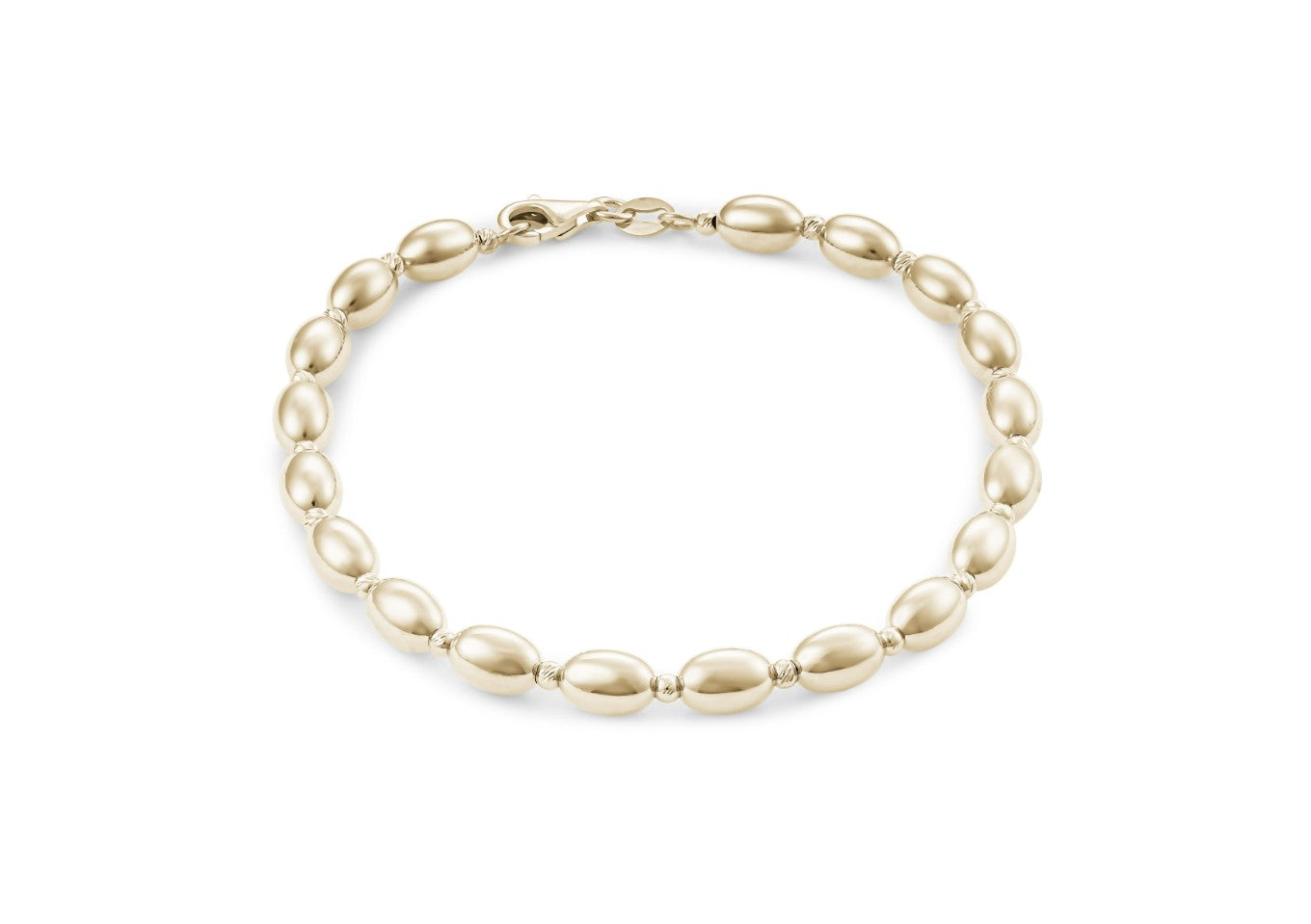 14K Gold 5mm Oval Ball Bracelet