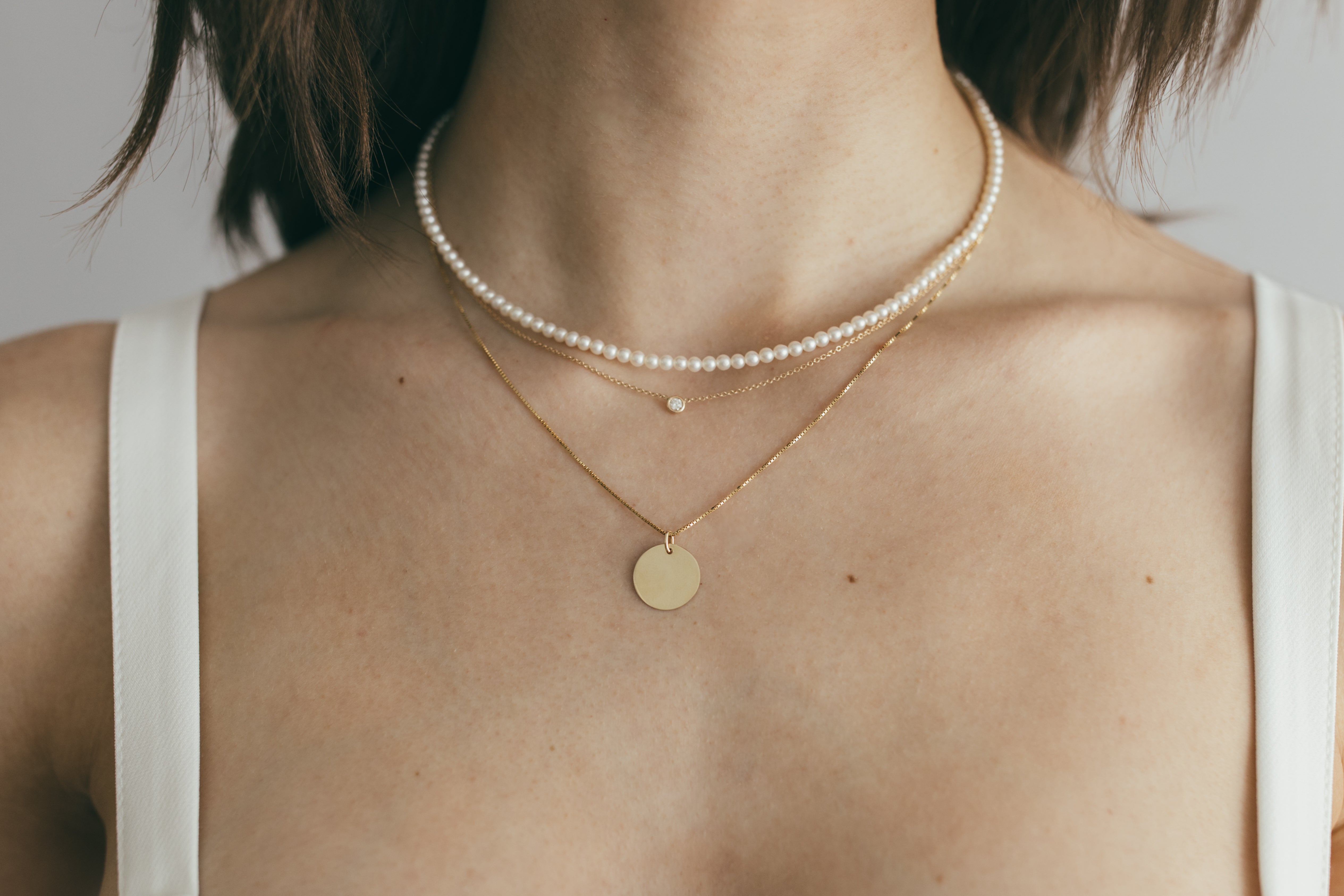 10K Gold Personalized Disc Charm Necklace