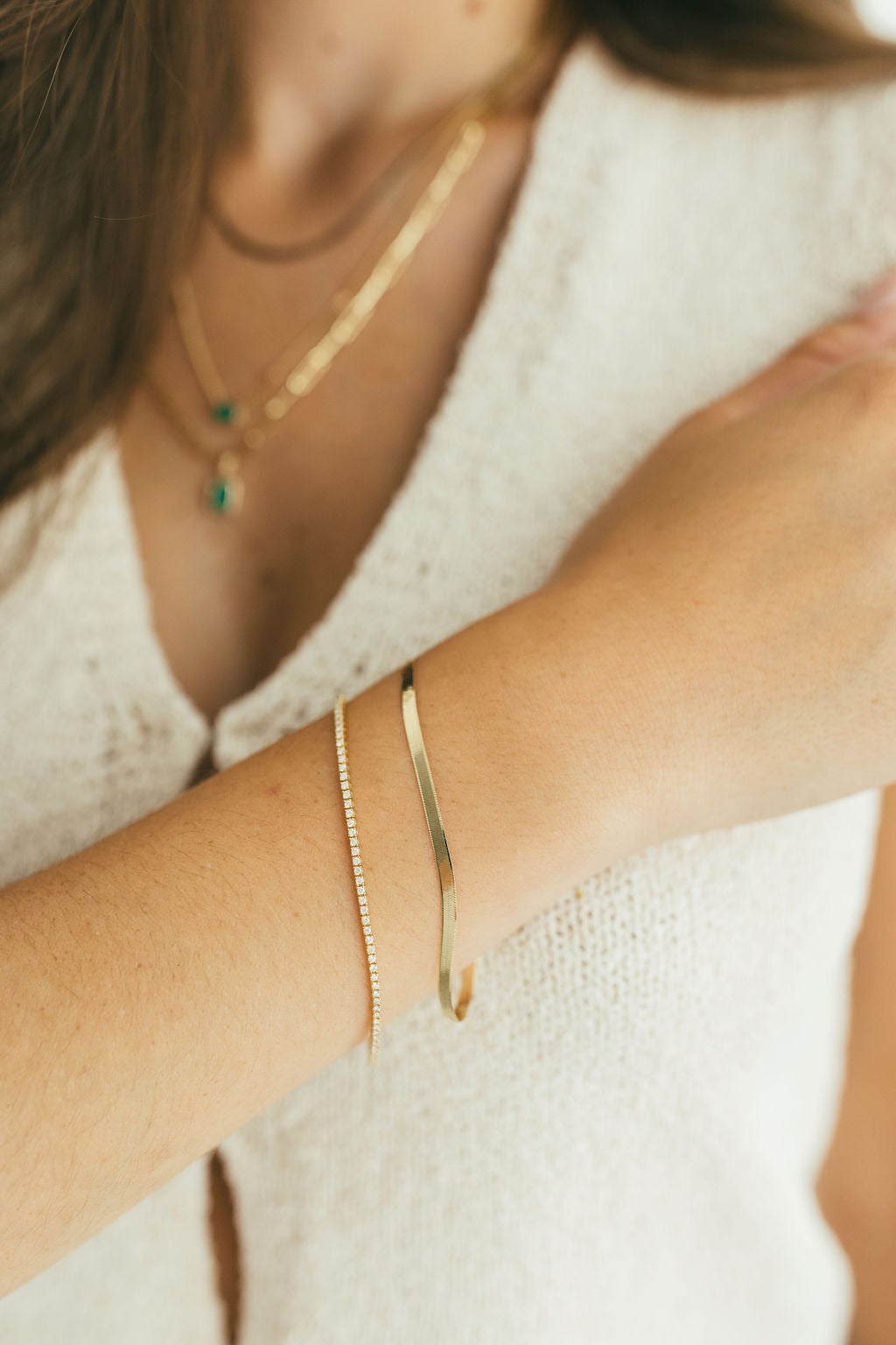 14K Gold Herringbone Bracelet