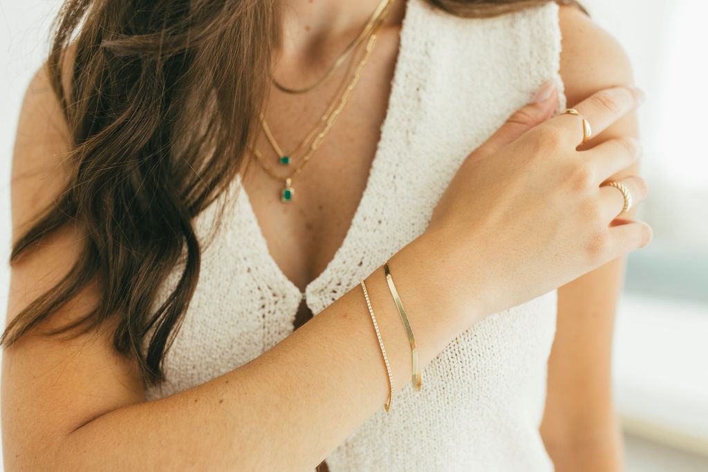 14K Gold Herringbone Bracelet