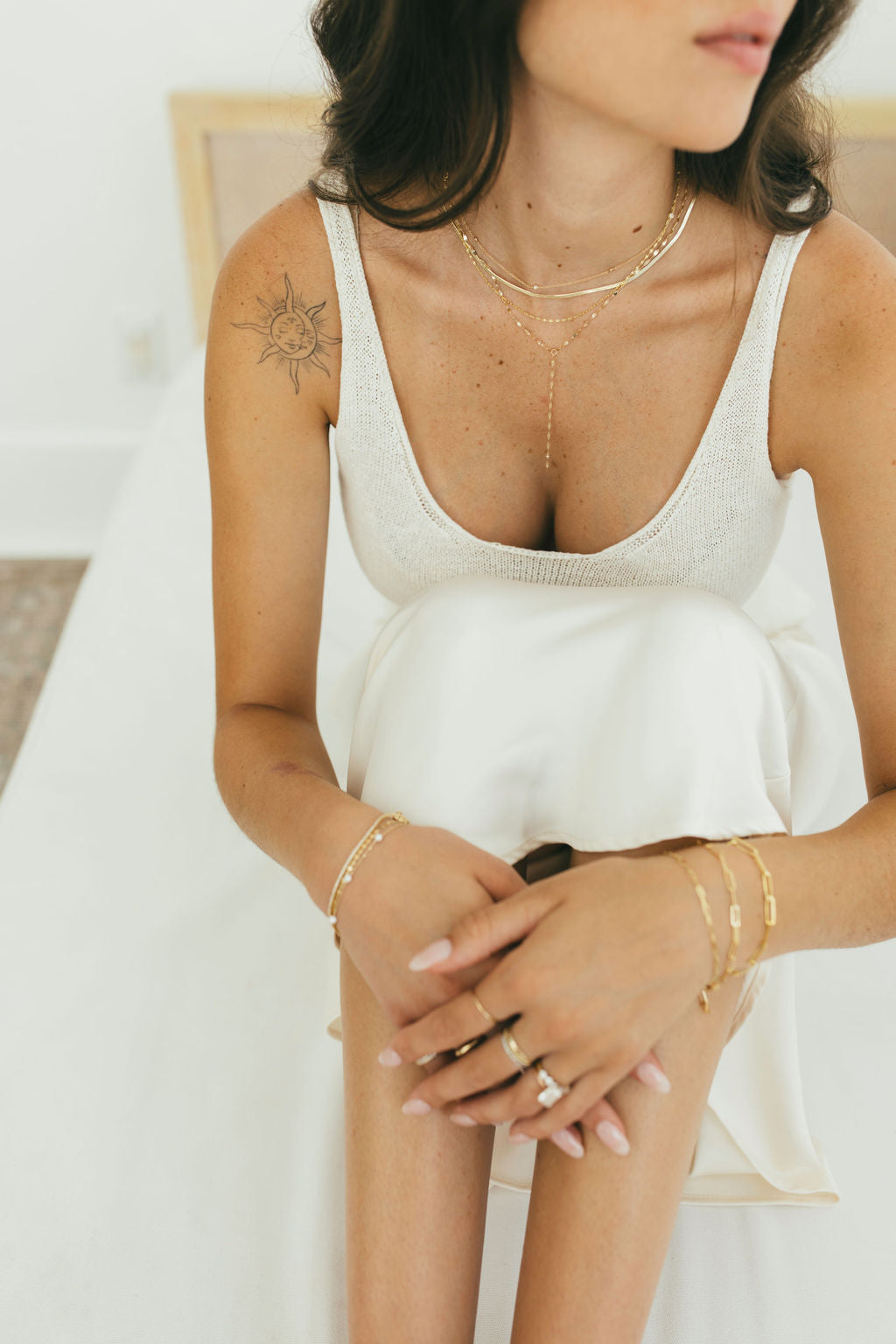 JJ x Chantel Carreira Gold Mirror Chain Lariat Necklace