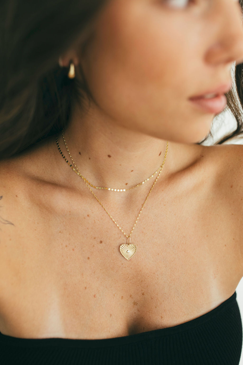 10K Gold Flat Mirror Choker Necklace