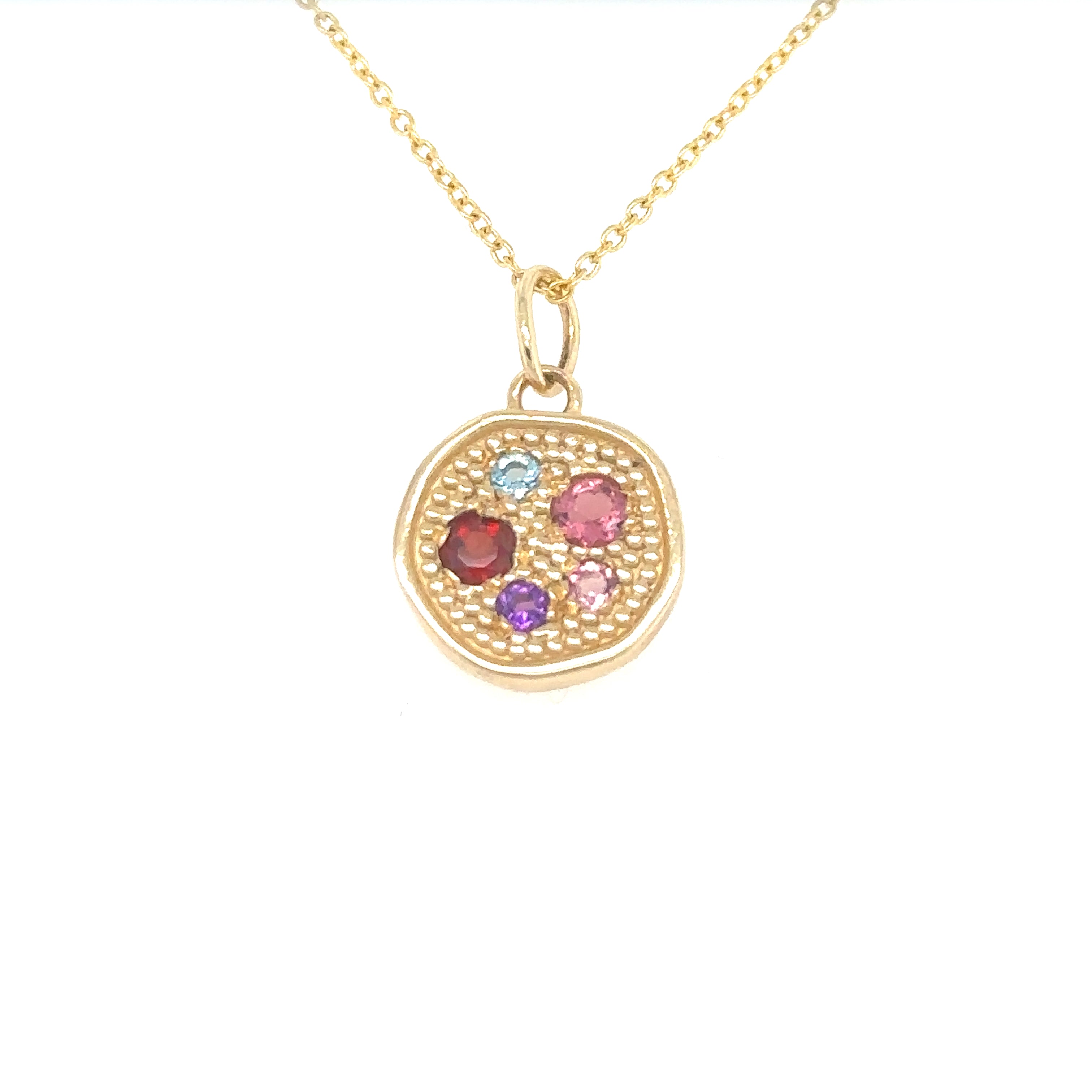 14K Gold Personalized Family Birthstone Pendant