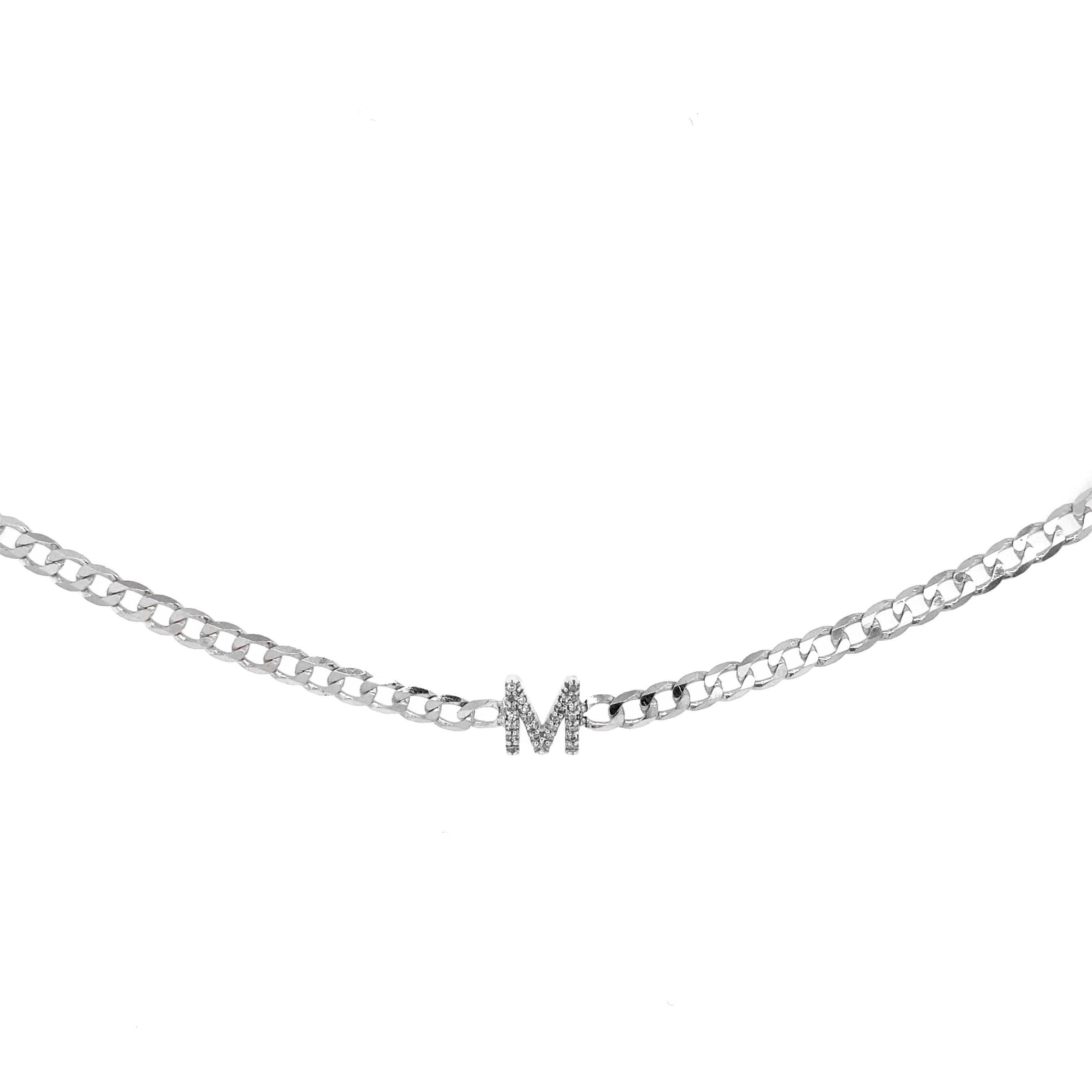 10K Gold Curb Chain and Diamond Initial Bracelet