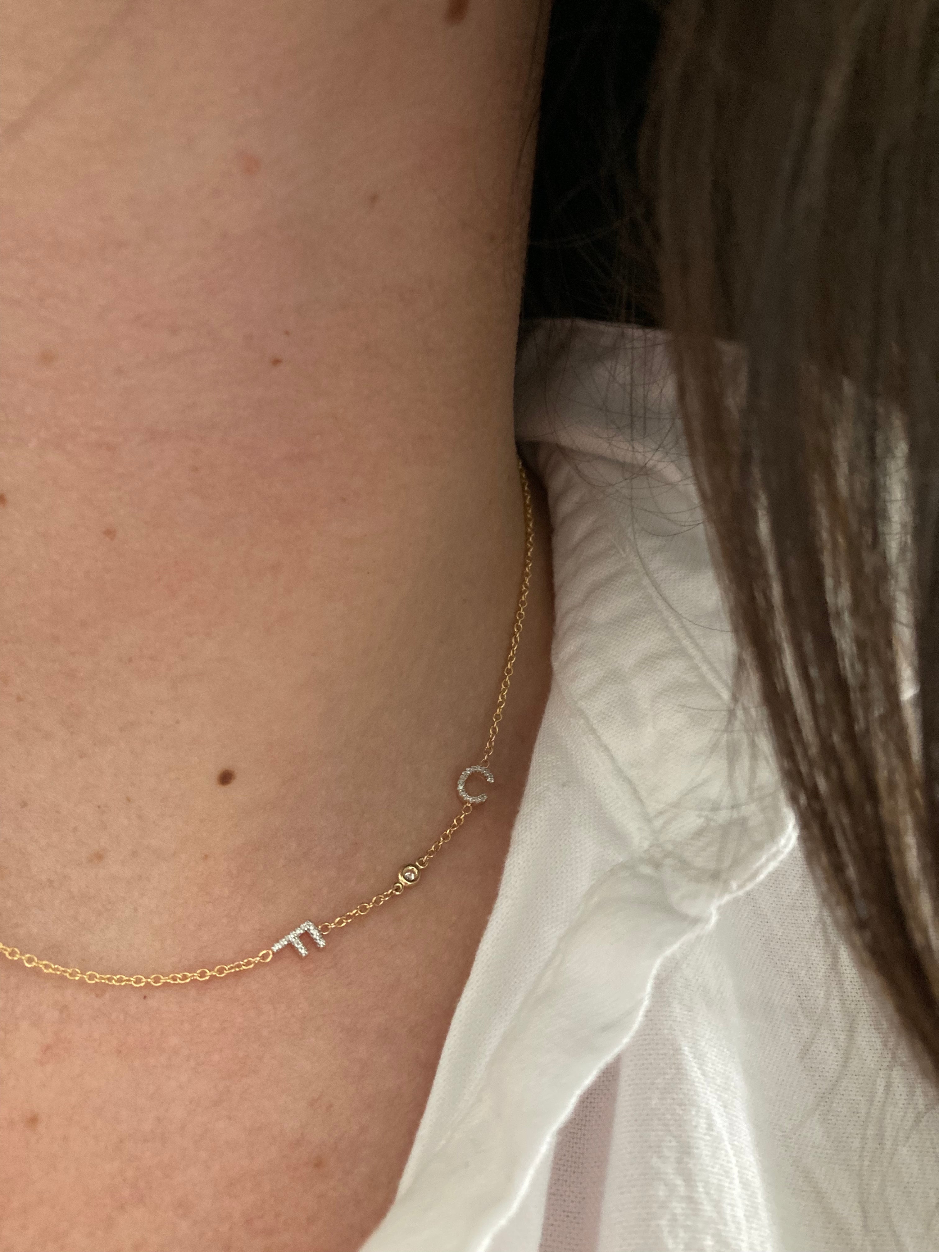 10K Gold Multiple Diamond Initial Necklace