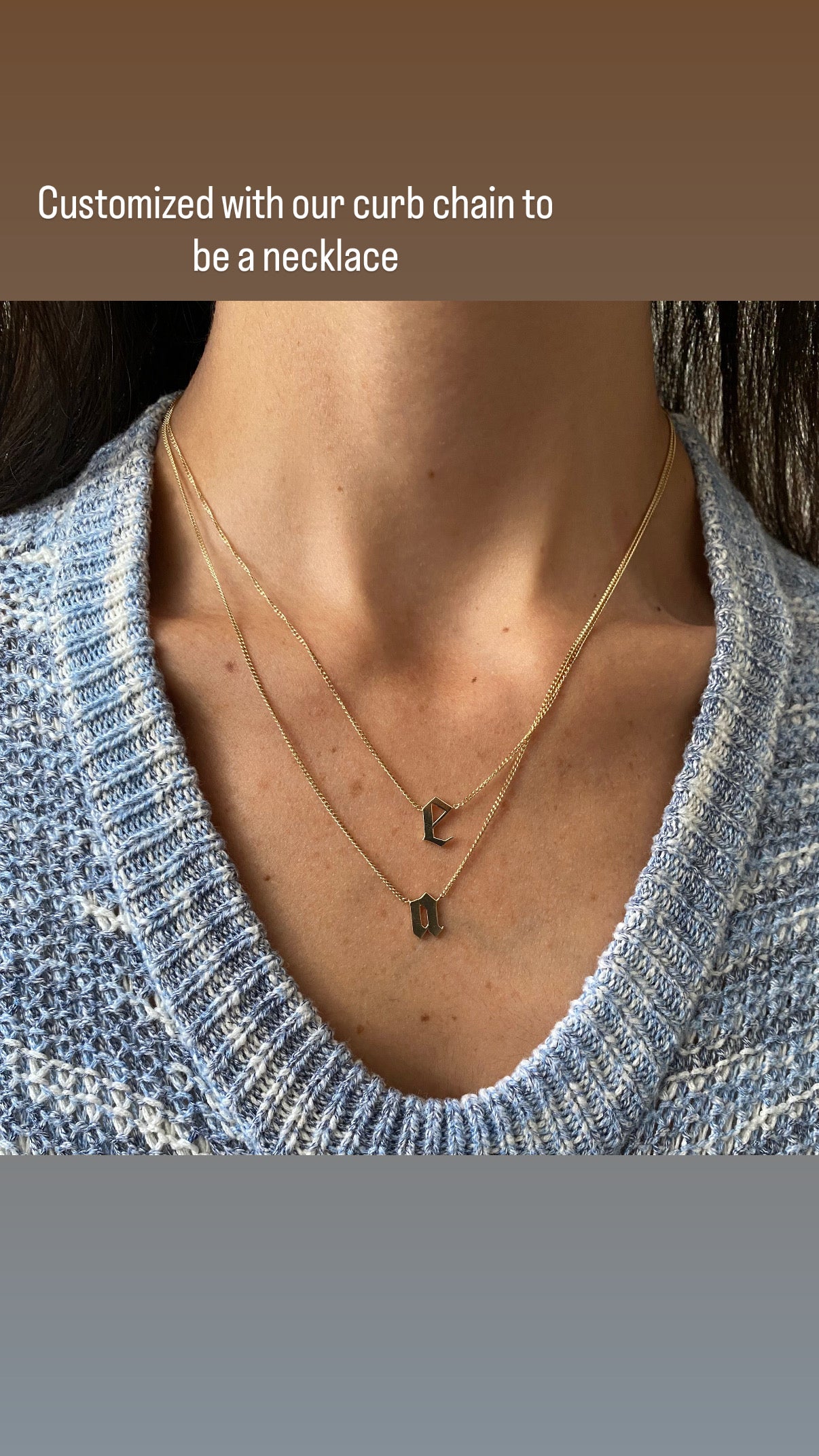 Gold Gothic Initial Pendant