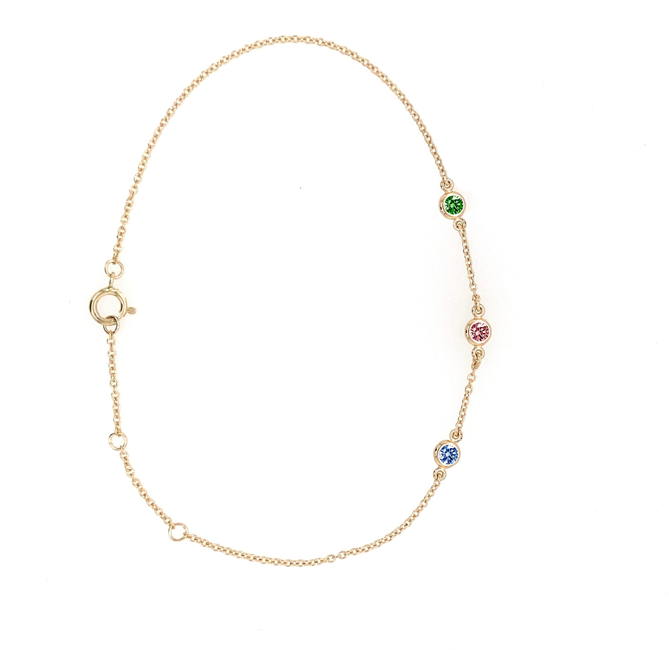 14K Gold Birthstone Bezel Bracelet