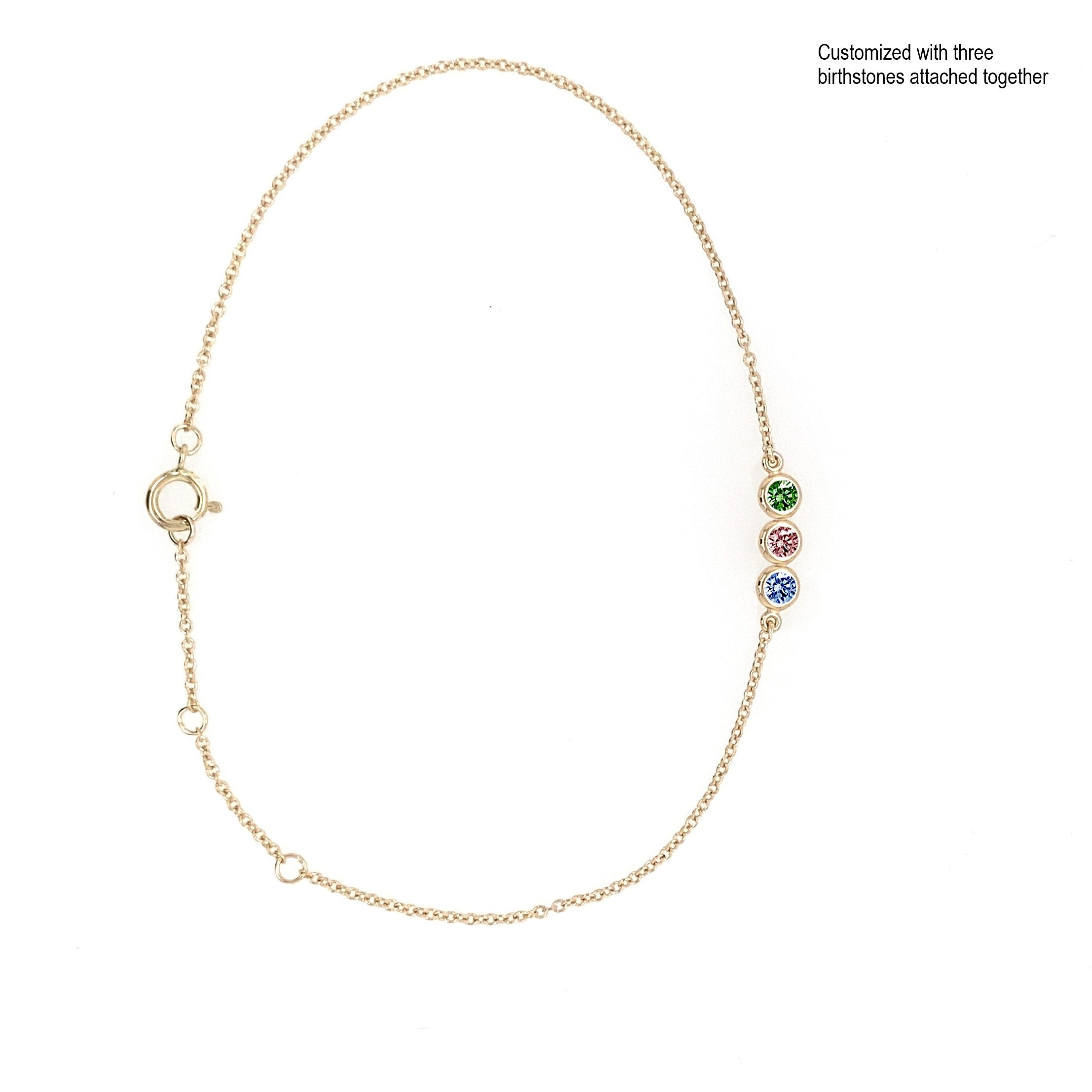 14K Gold Birthstone Bezel Bracelet