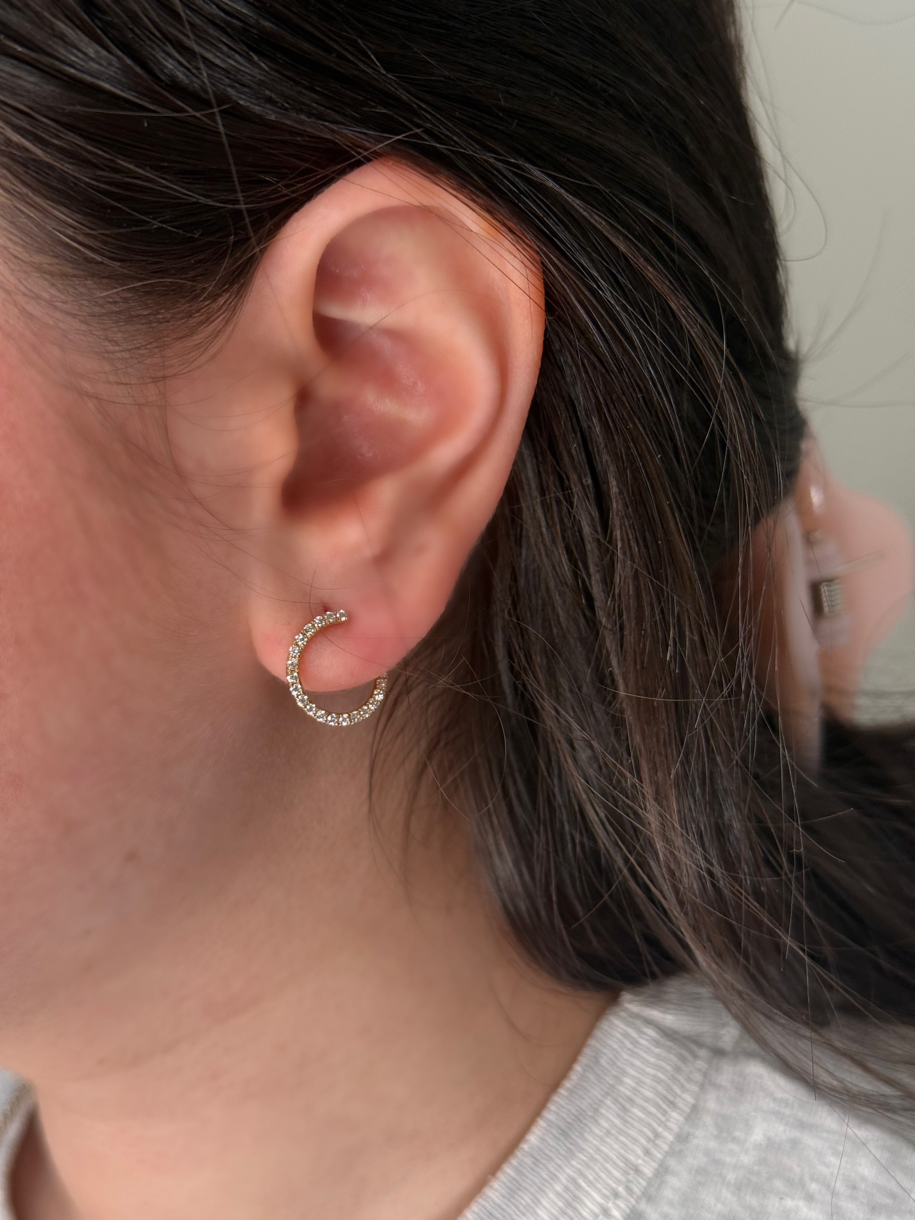 14K Gold Diamond Curve Earrings