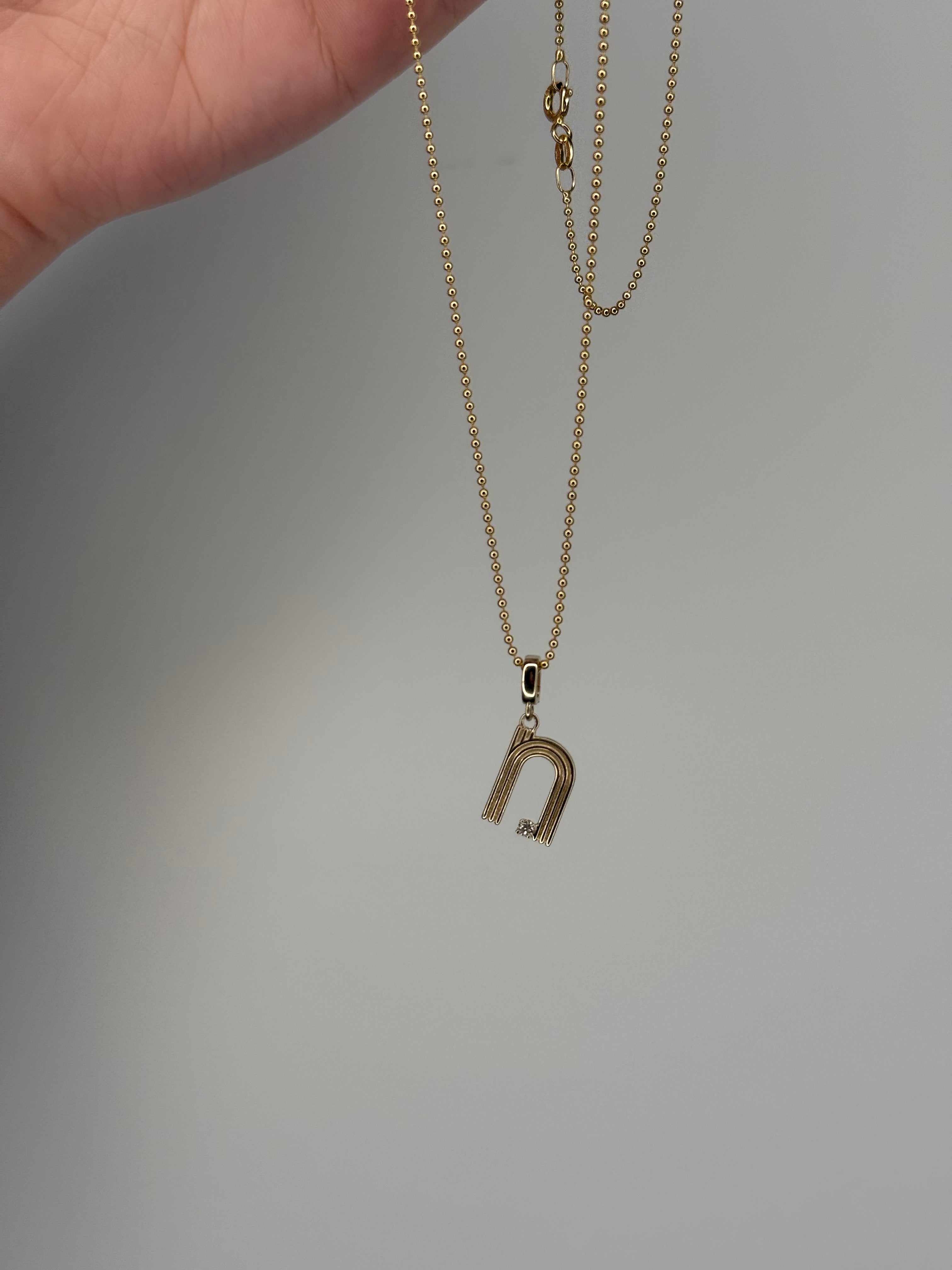 Gold Fluted Initial Charm Pendant