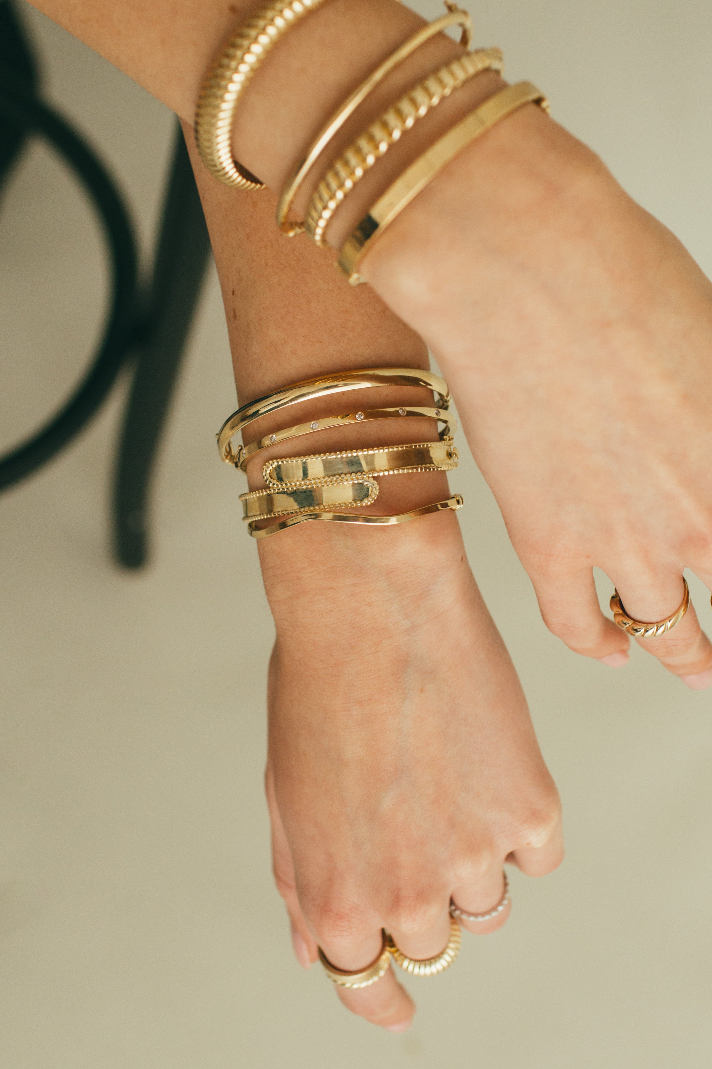 10K Gold Domed Thick Bangle