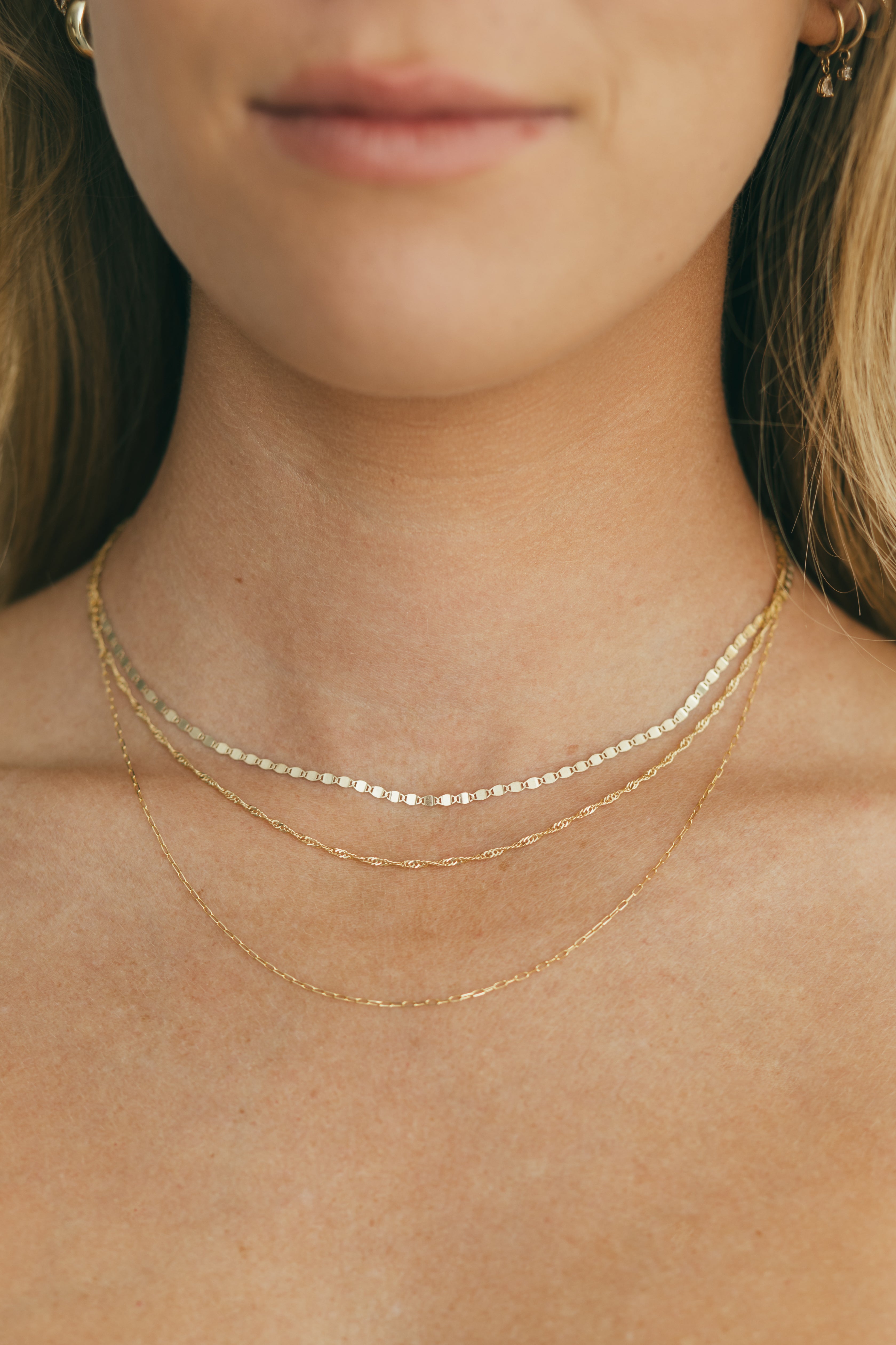 10K Gold Flat Mirror Choker Necklace