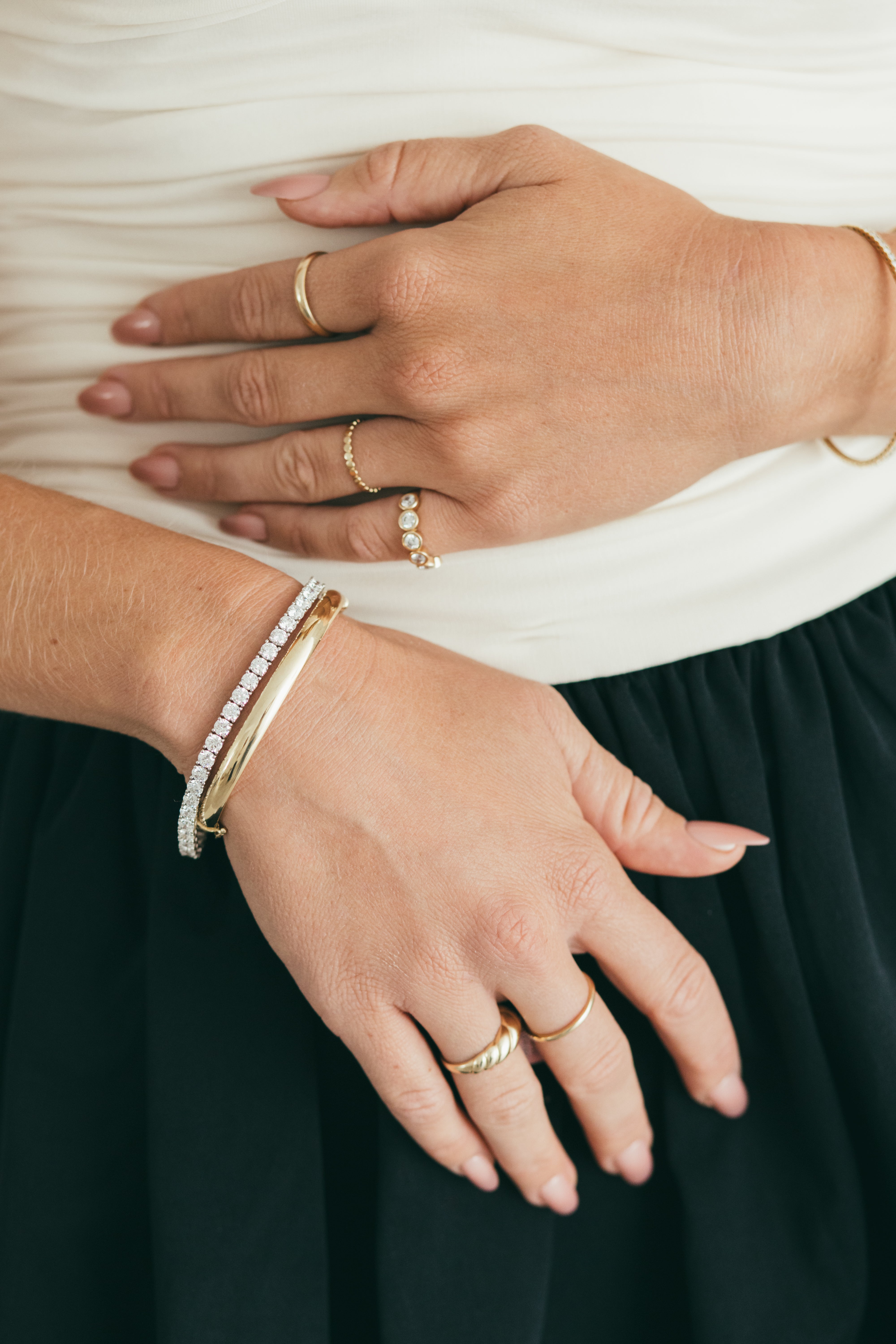 10K Gold Domed Thick Bangle