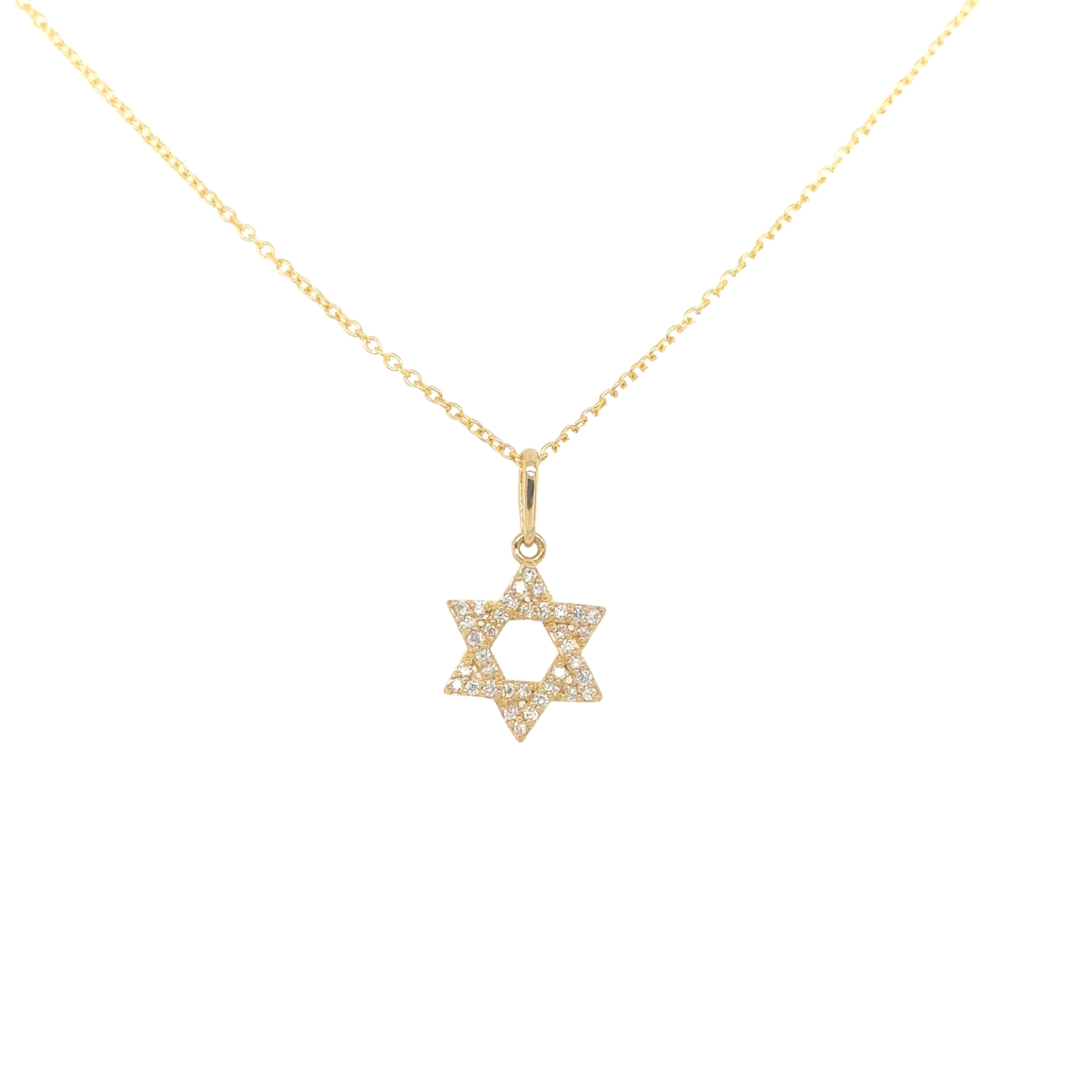 14K Gold Pavé Diamond Star of David Pendant