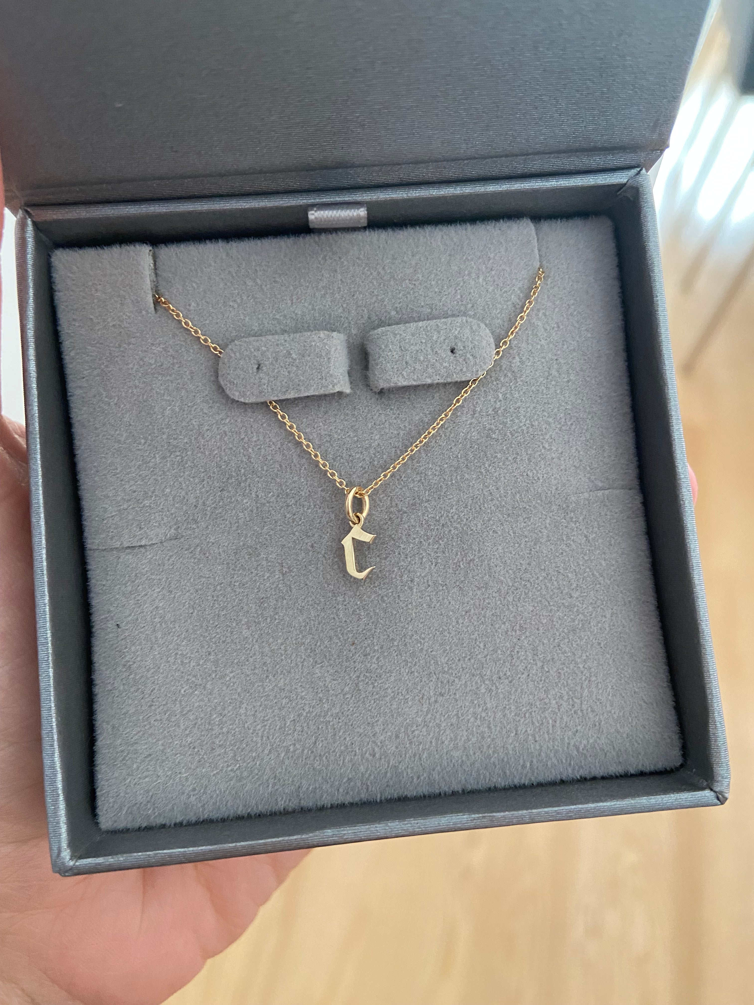 Gold Gothic Initial Pendant