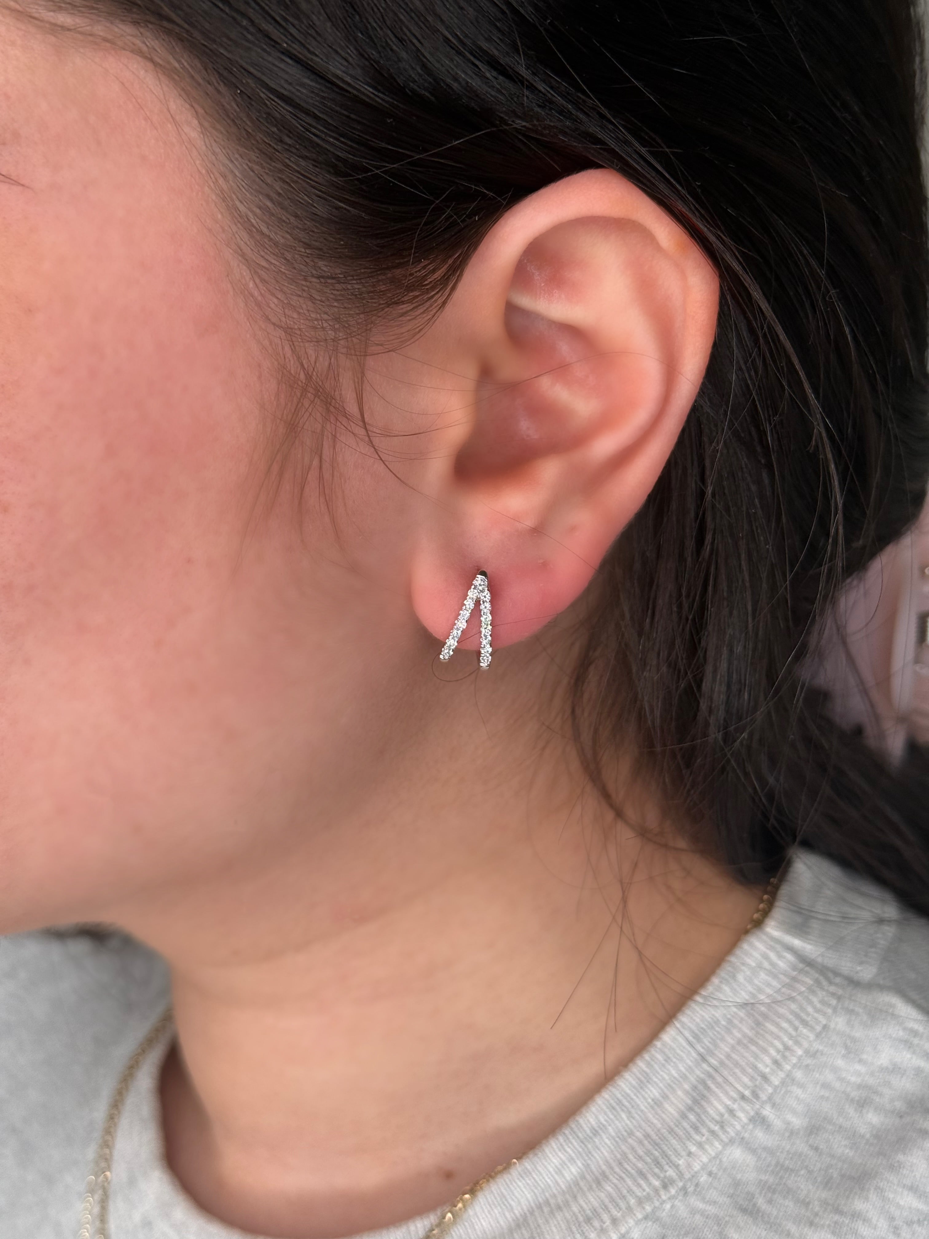 14K Gold Diamond Split Earrings