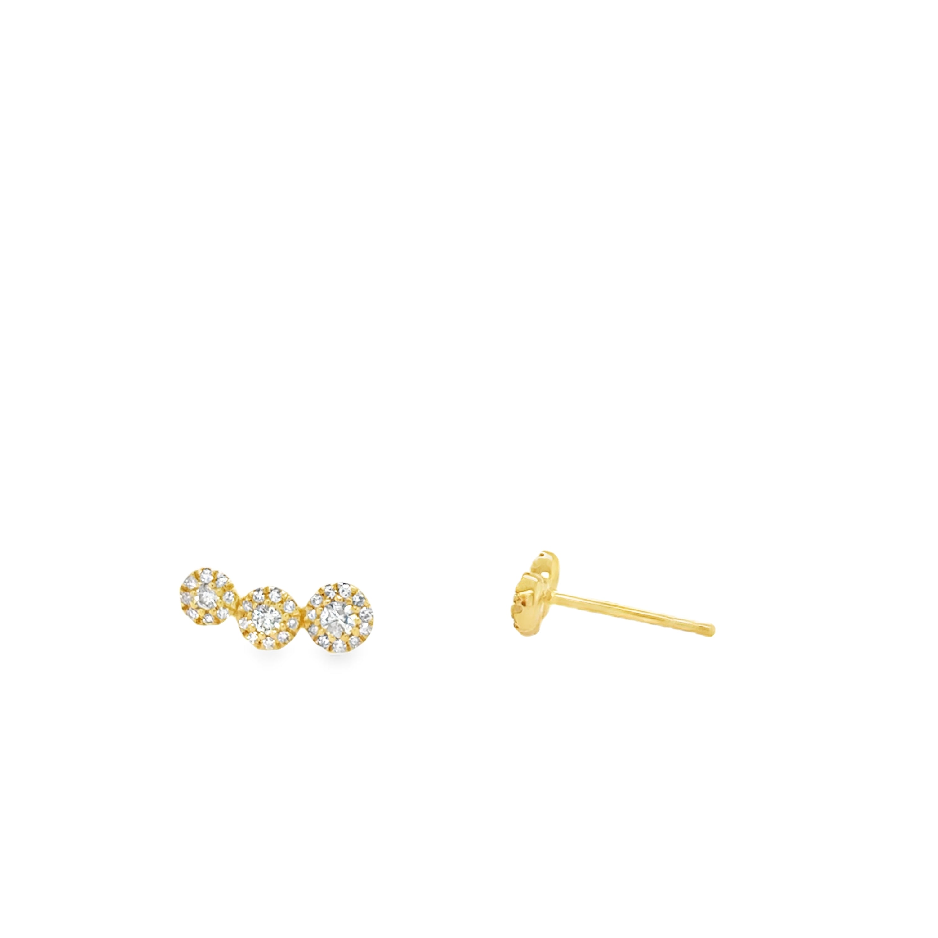 14K Gold Diamond Halo Crawler Earrings