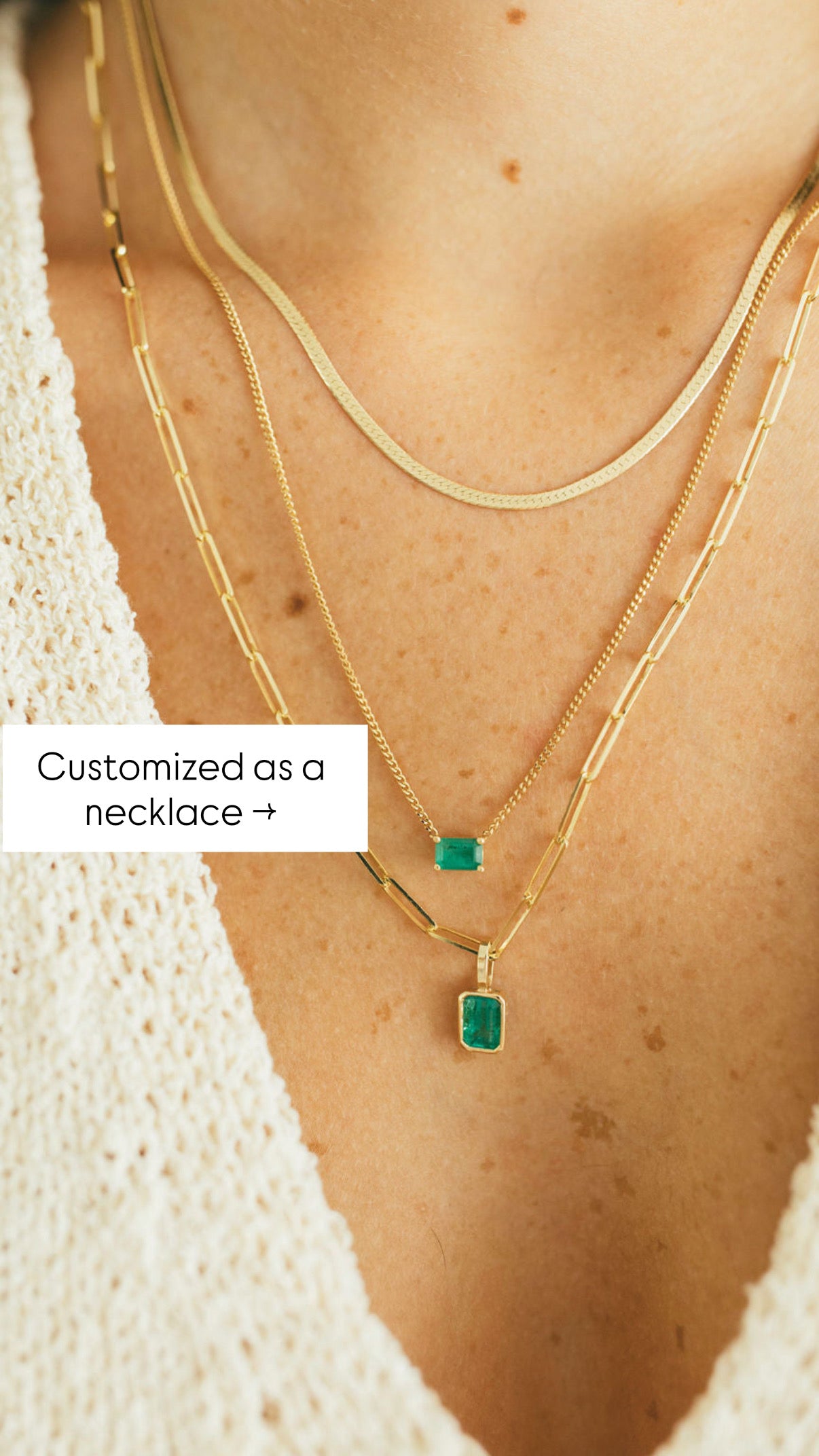 14K Gold Prong-Set Emerald Cut Birthstone Charm