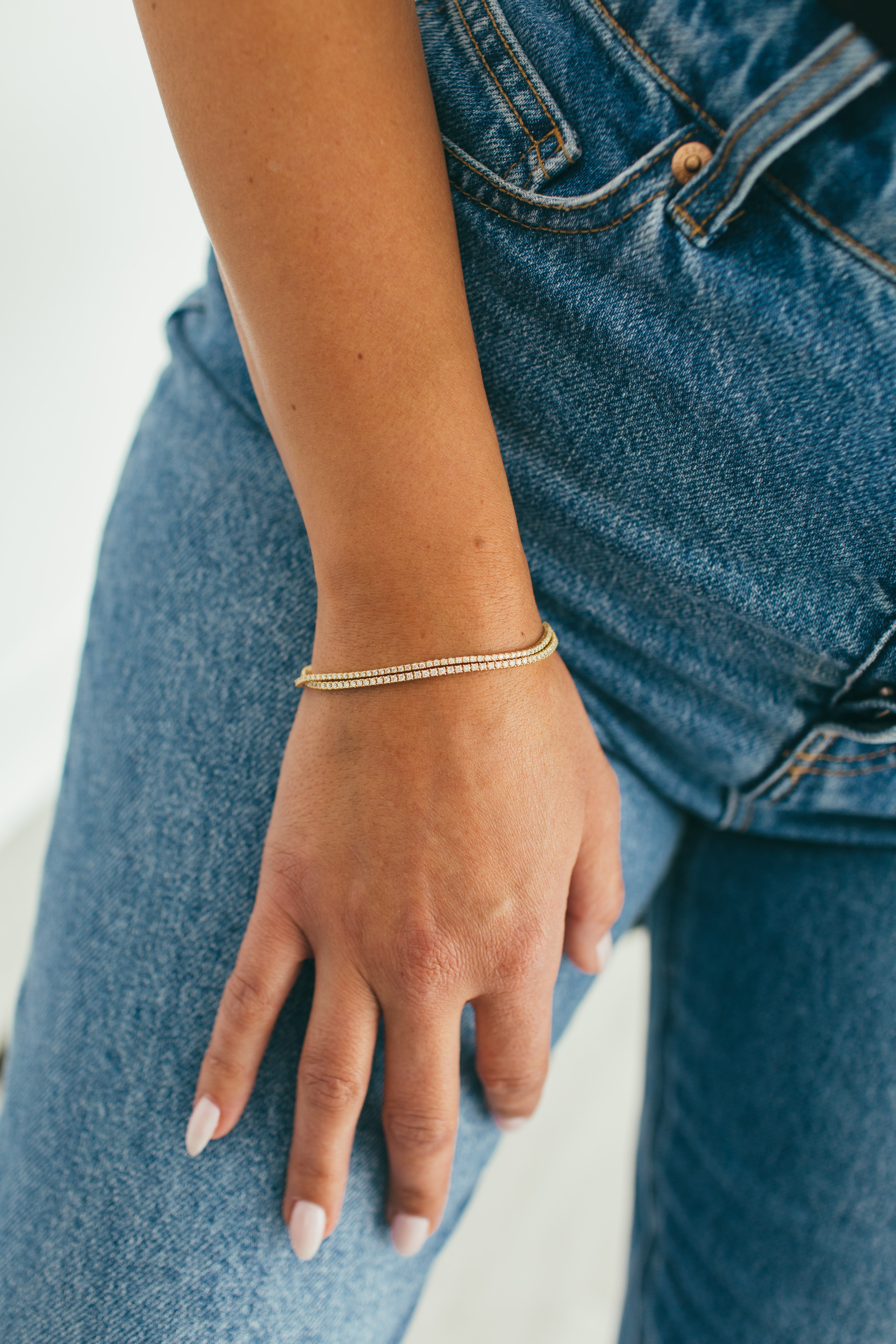 14K Gold Mini Diamond Tennis Bracelet