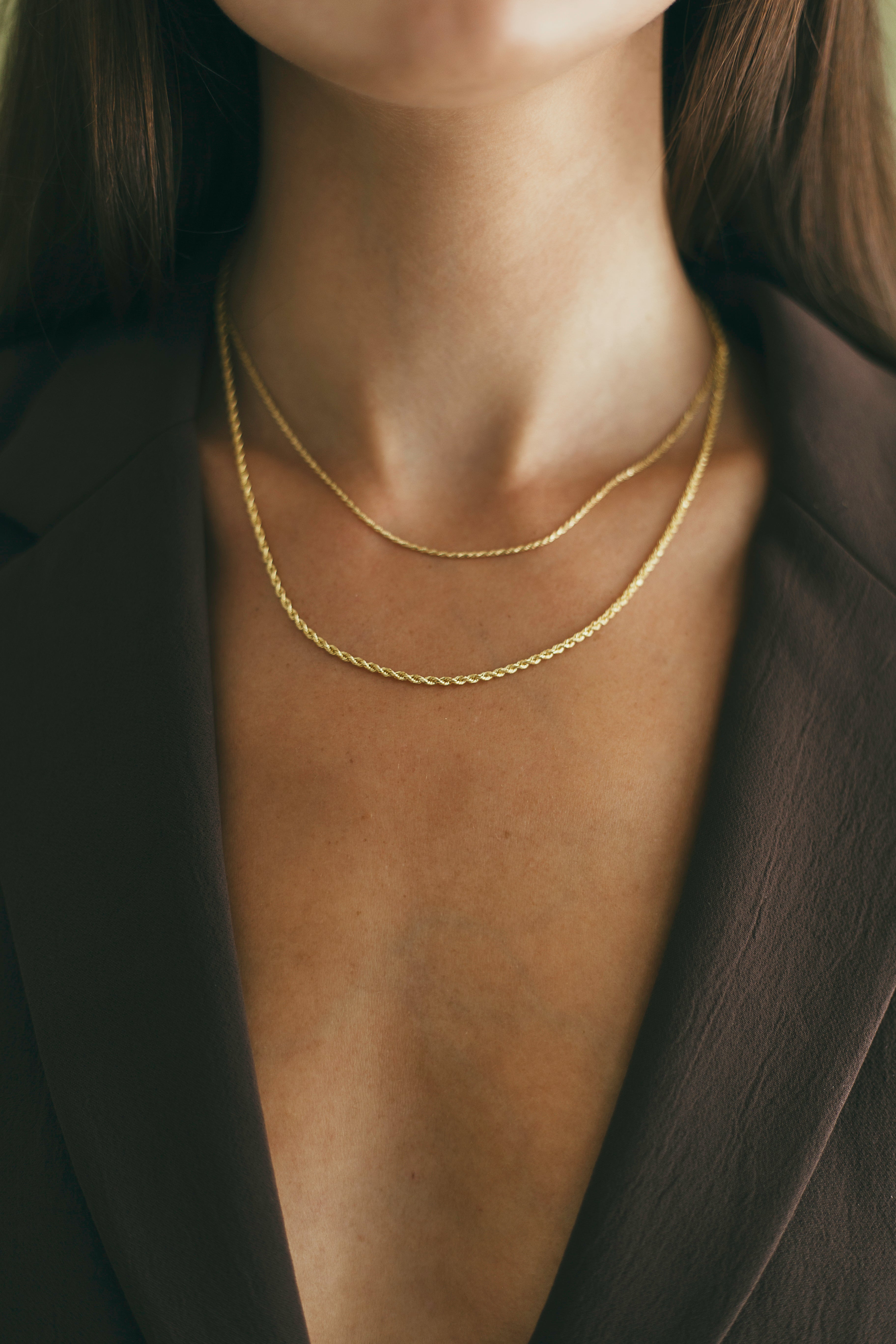 10K Gold Solid Diamond Cut Rope Chain - 1.2mm