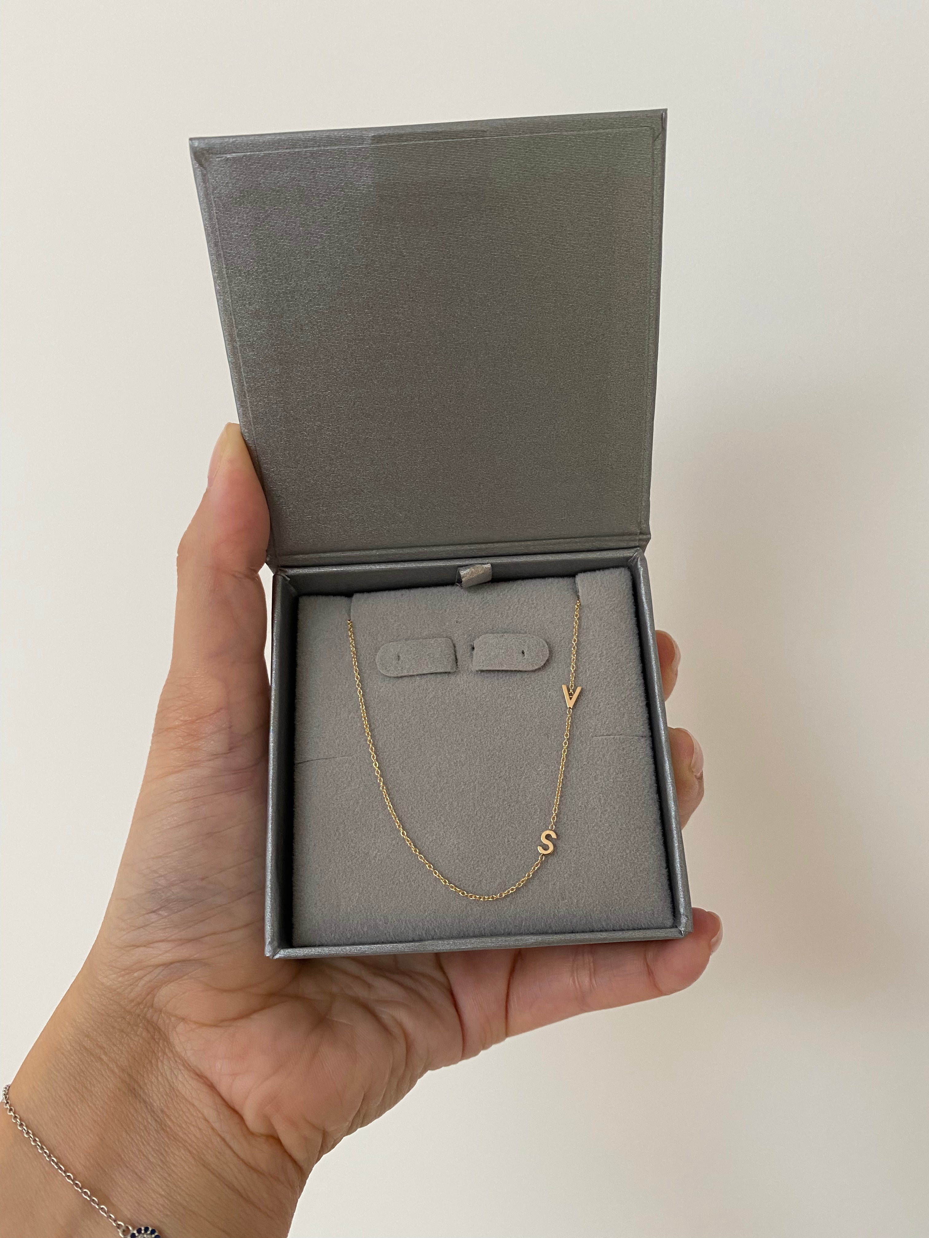 14K Gold Asymmetrical Initial Necklace