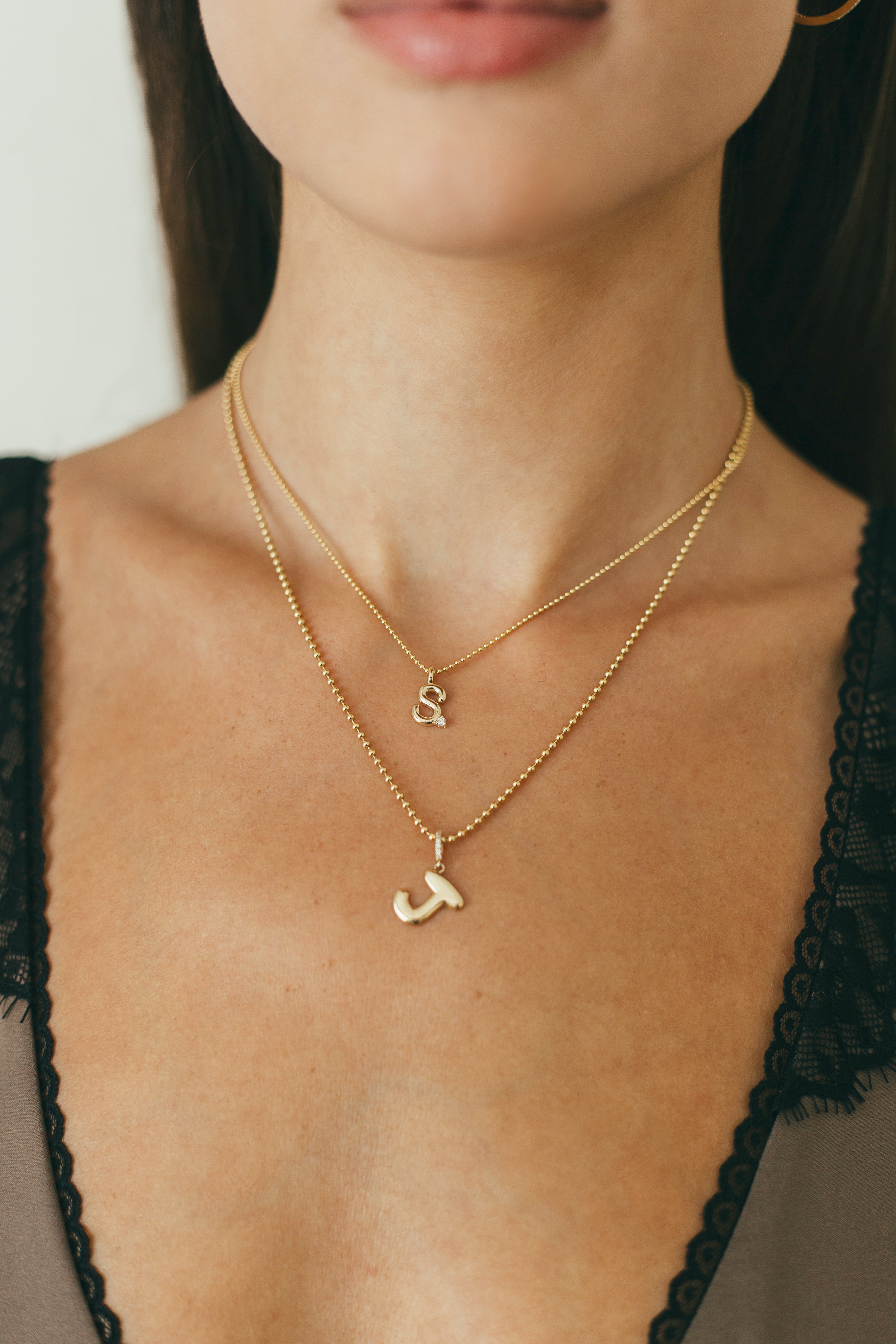 10K Gold Mini Puffy Bubble Letter Charm