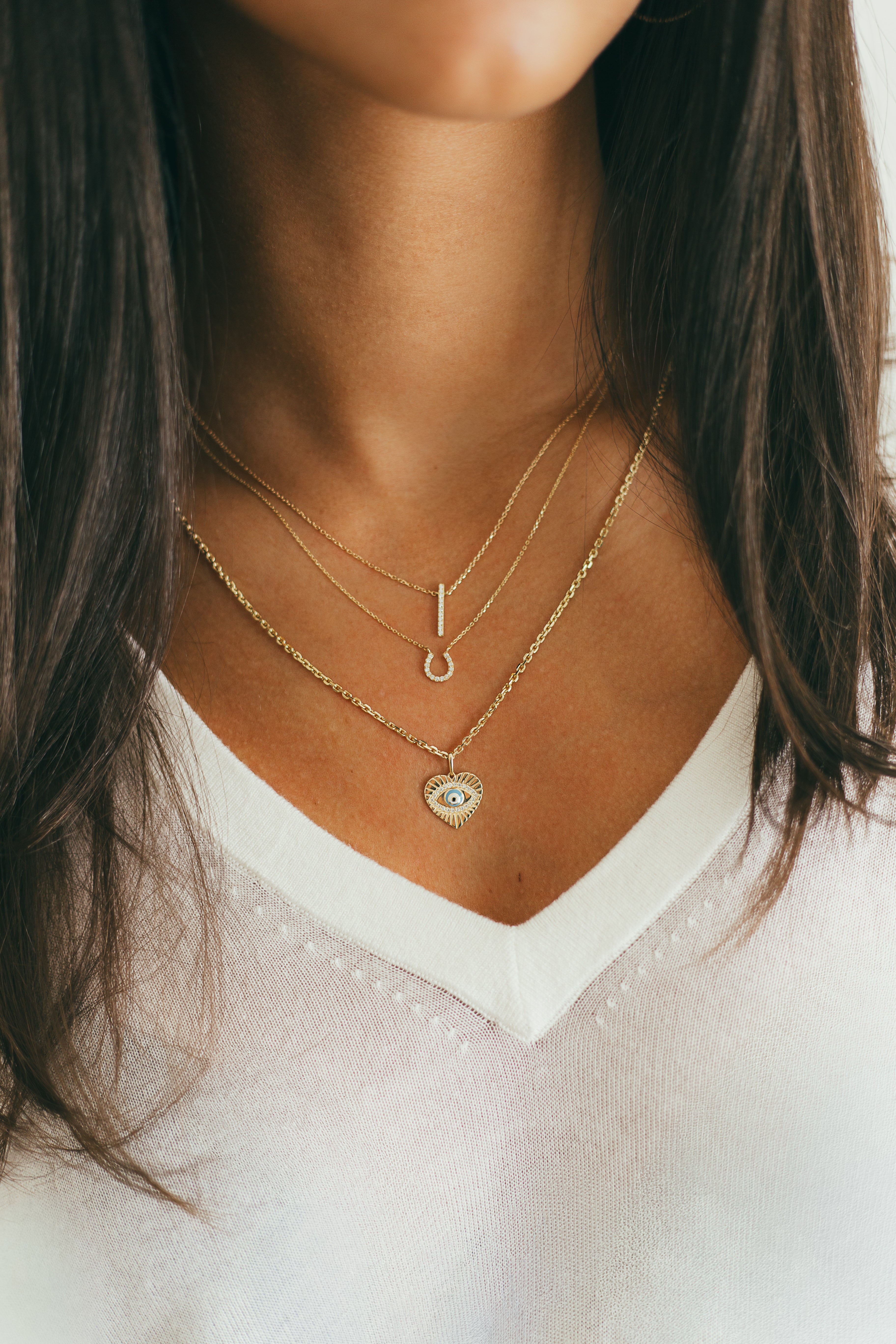 14K Gold Diamond Horseshoe Necklace