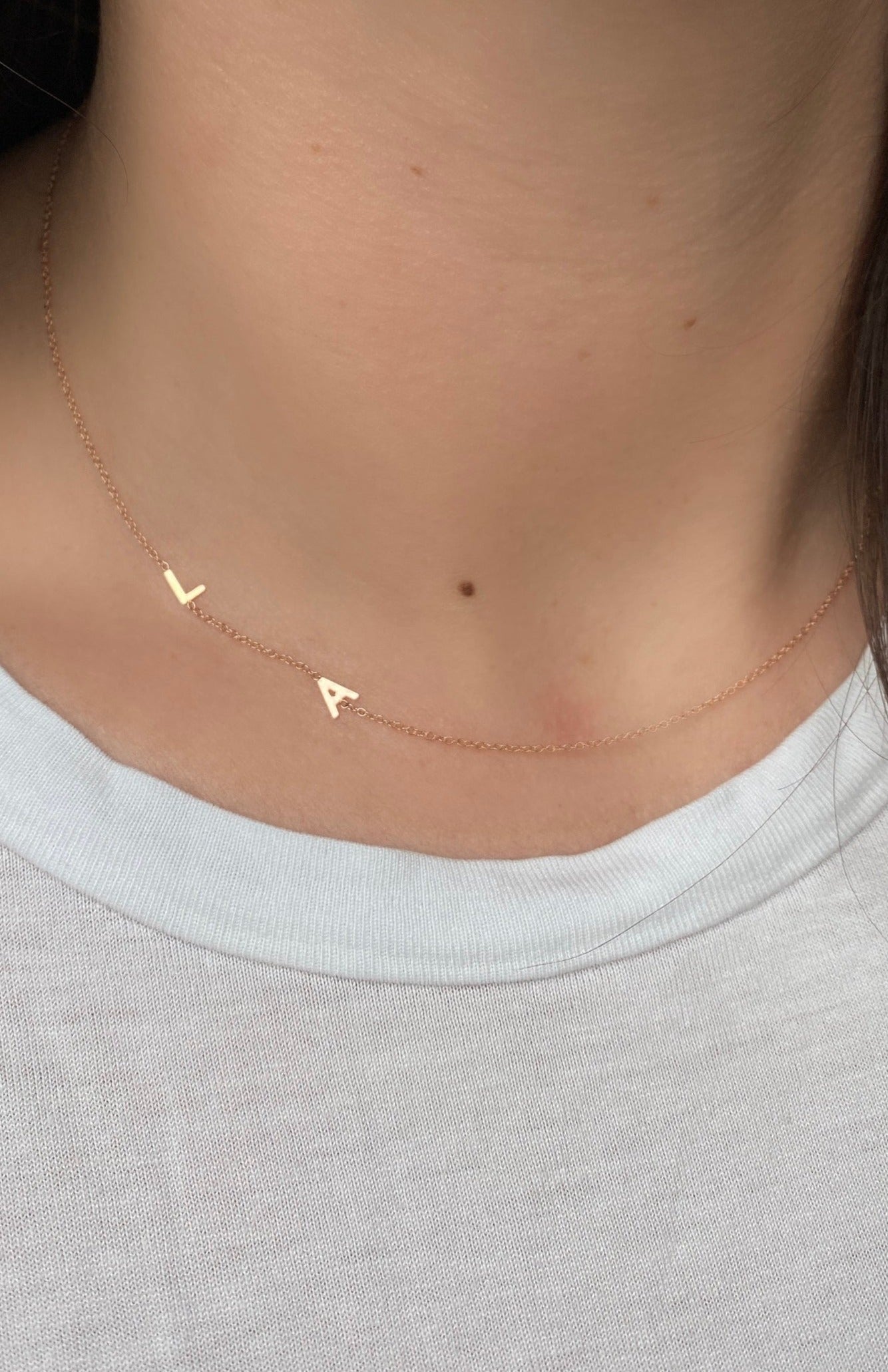 14K Gold Asymmetrical Initial Necklace