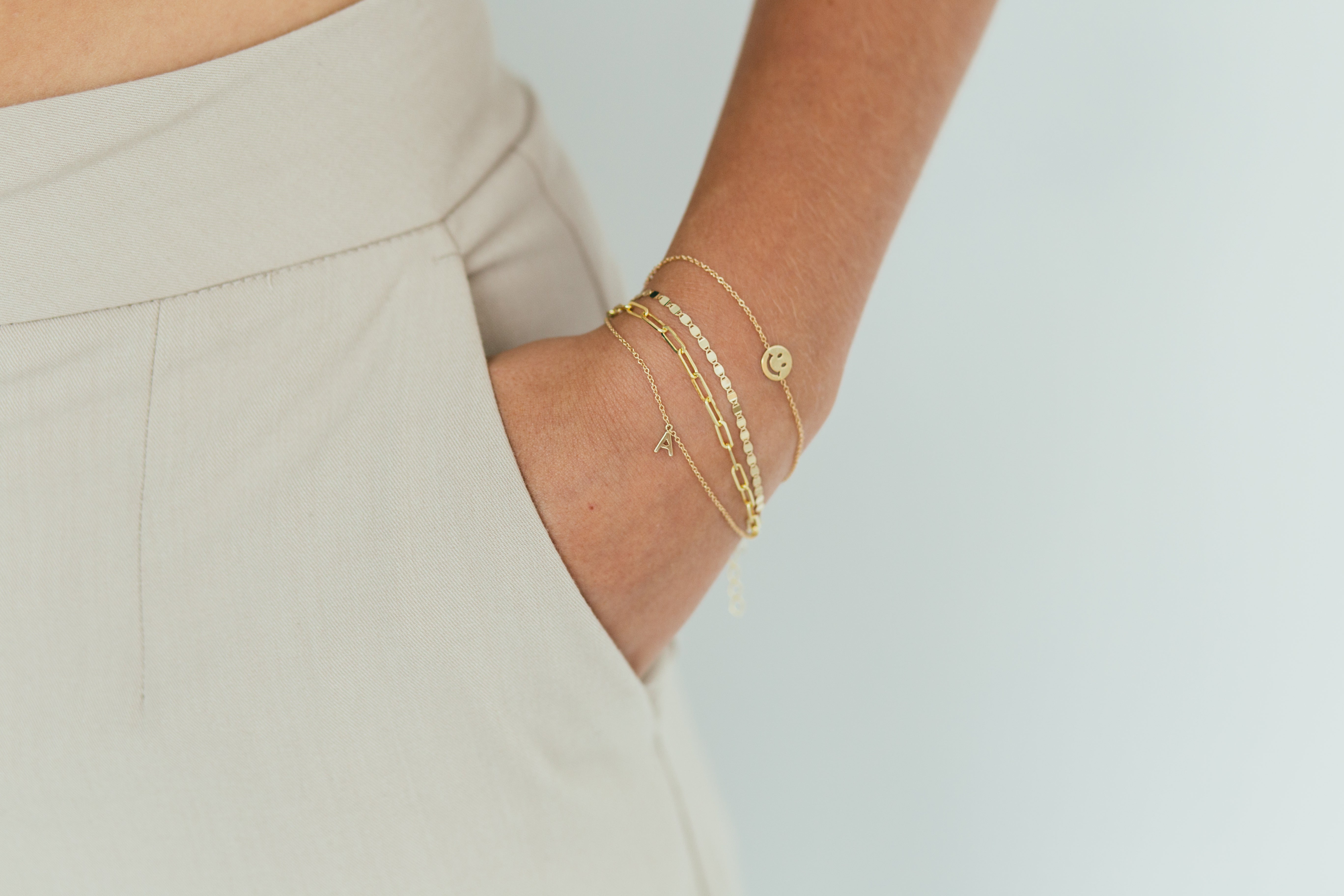 Gold Initial Charm Bracelet