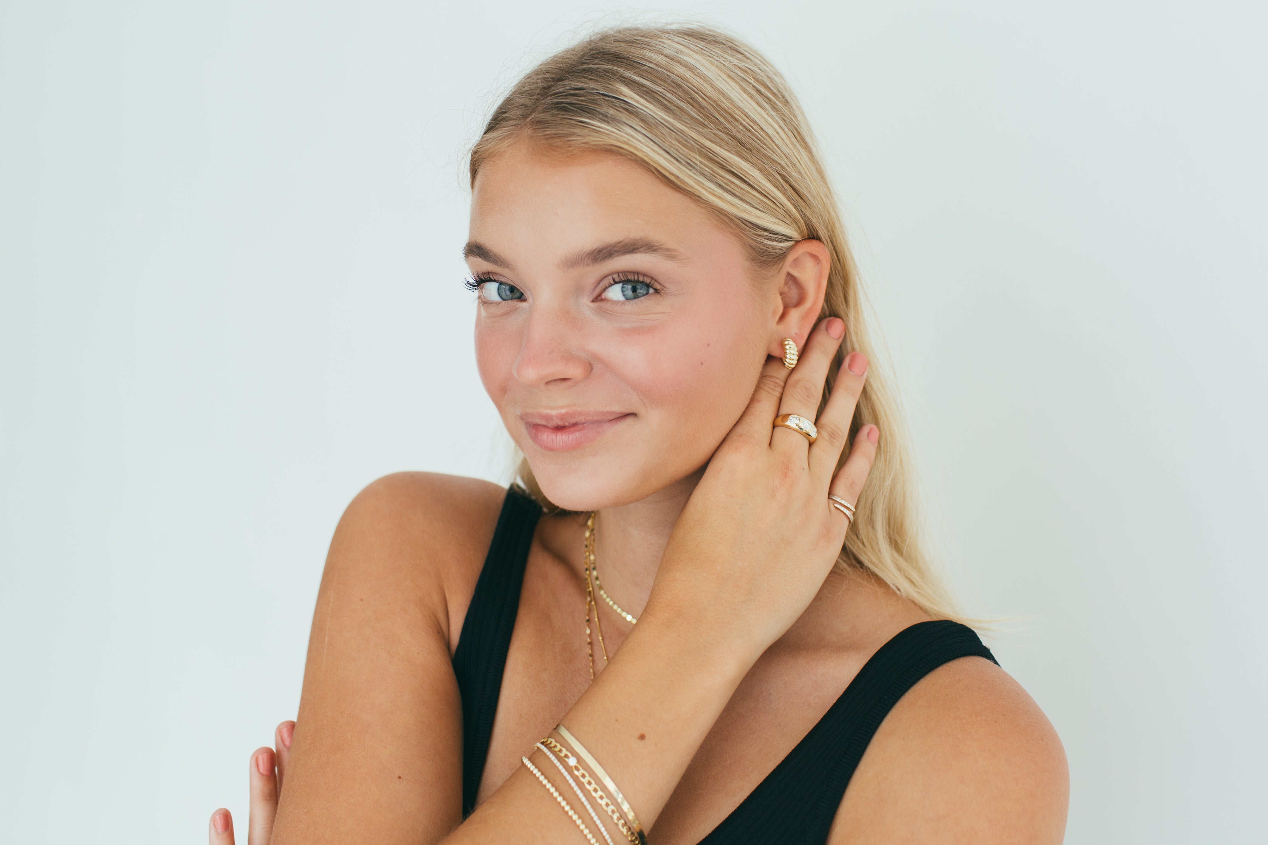 10K Gold Croissant Huggie Earrings