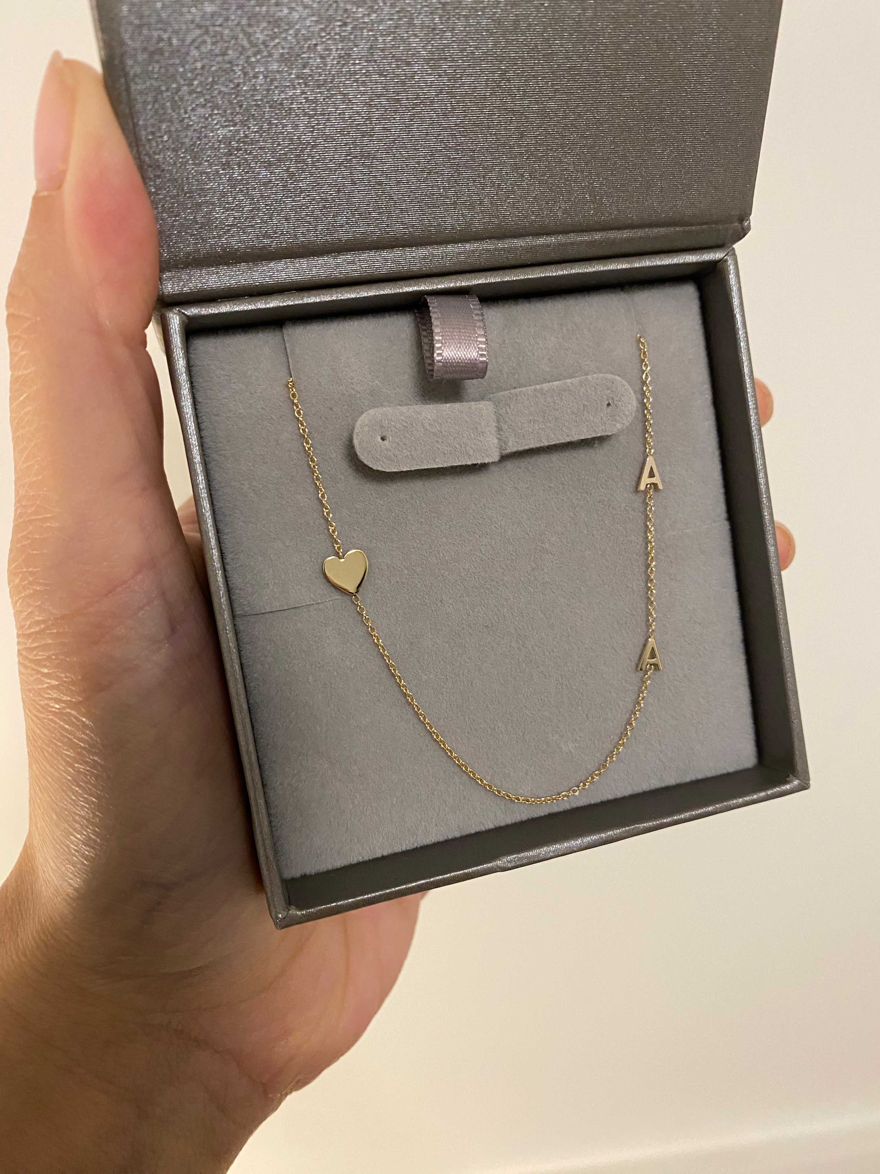 Initial and Heart Necklace