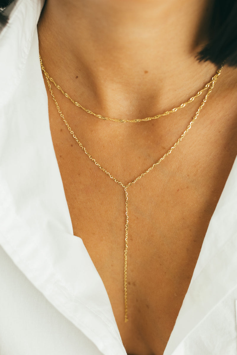 Long Y Necklace Wrap Around Necklace Gold Necklace Lariat Necklace